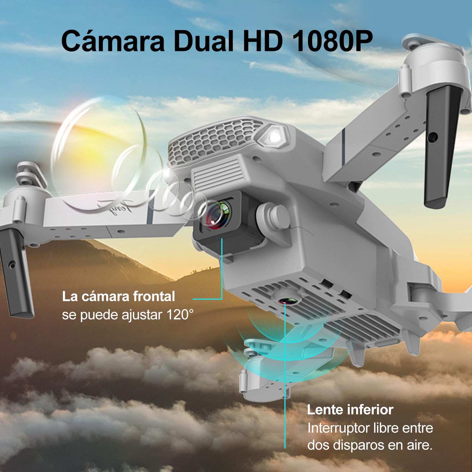 Mini Drone con Cámara 4K Dual Hd, Drone Control Remoto Posibilidad de Giro de 360°, Drones Antisísmicos Rastrear El Vuelo de 100 Metros, Dron con Camara para Adolescentes Principiantes Regalo