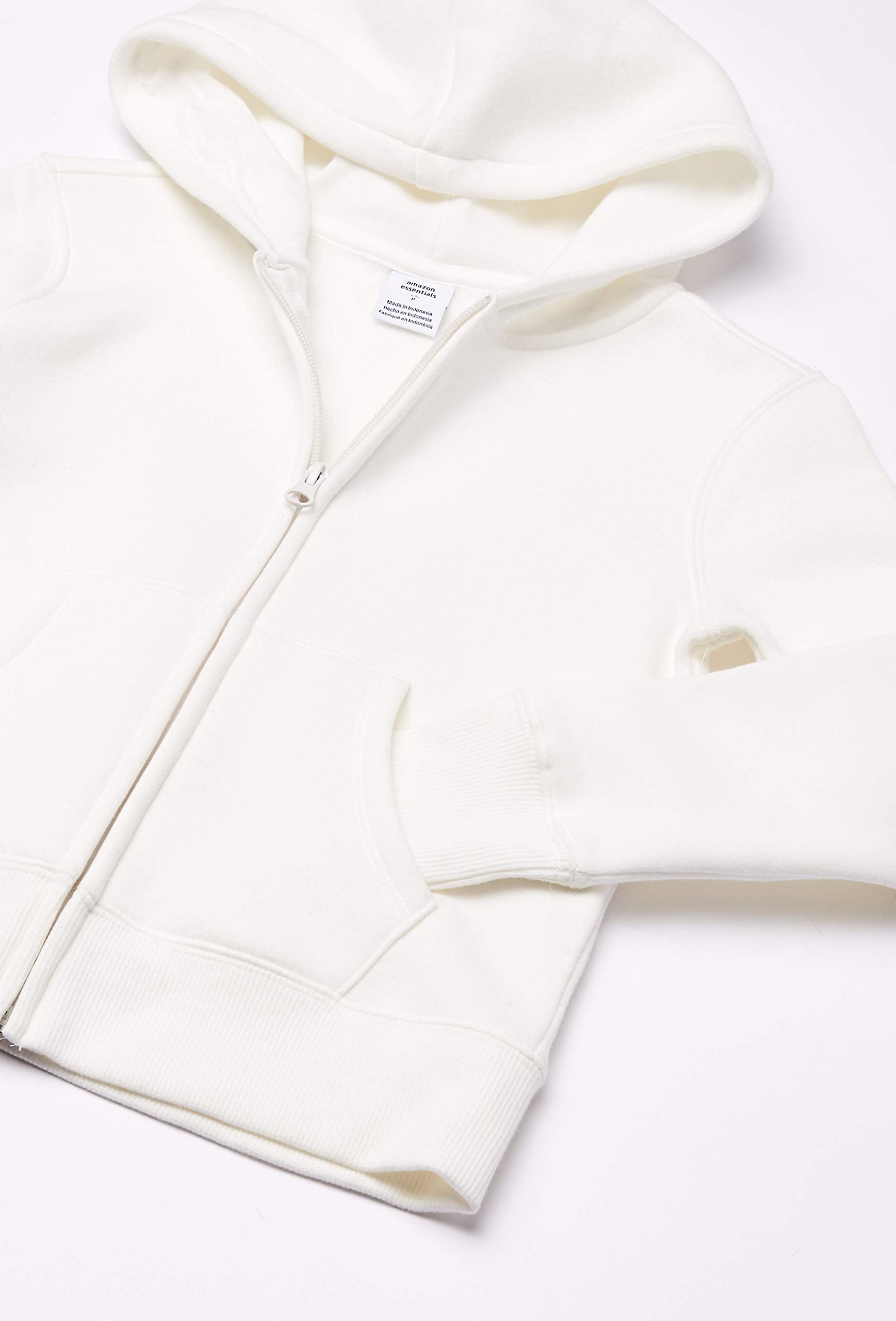 Amazon Essentials - Sudadera con capucha de forro polar con cremallera para niñas, color blanco, talla XXG