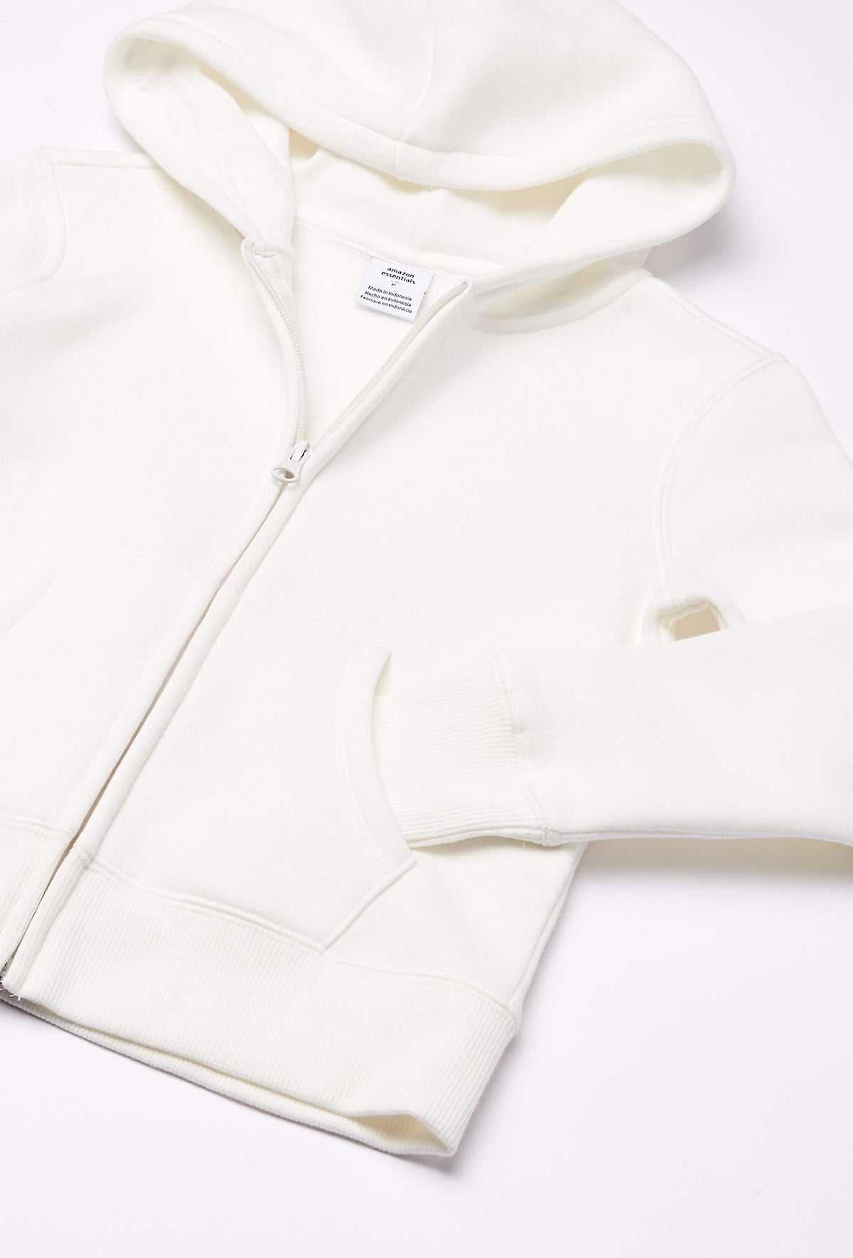 Amazon Essentials - Sudadera con capucha de forro polar con cremallera para niñas, color blanco, talla XXG