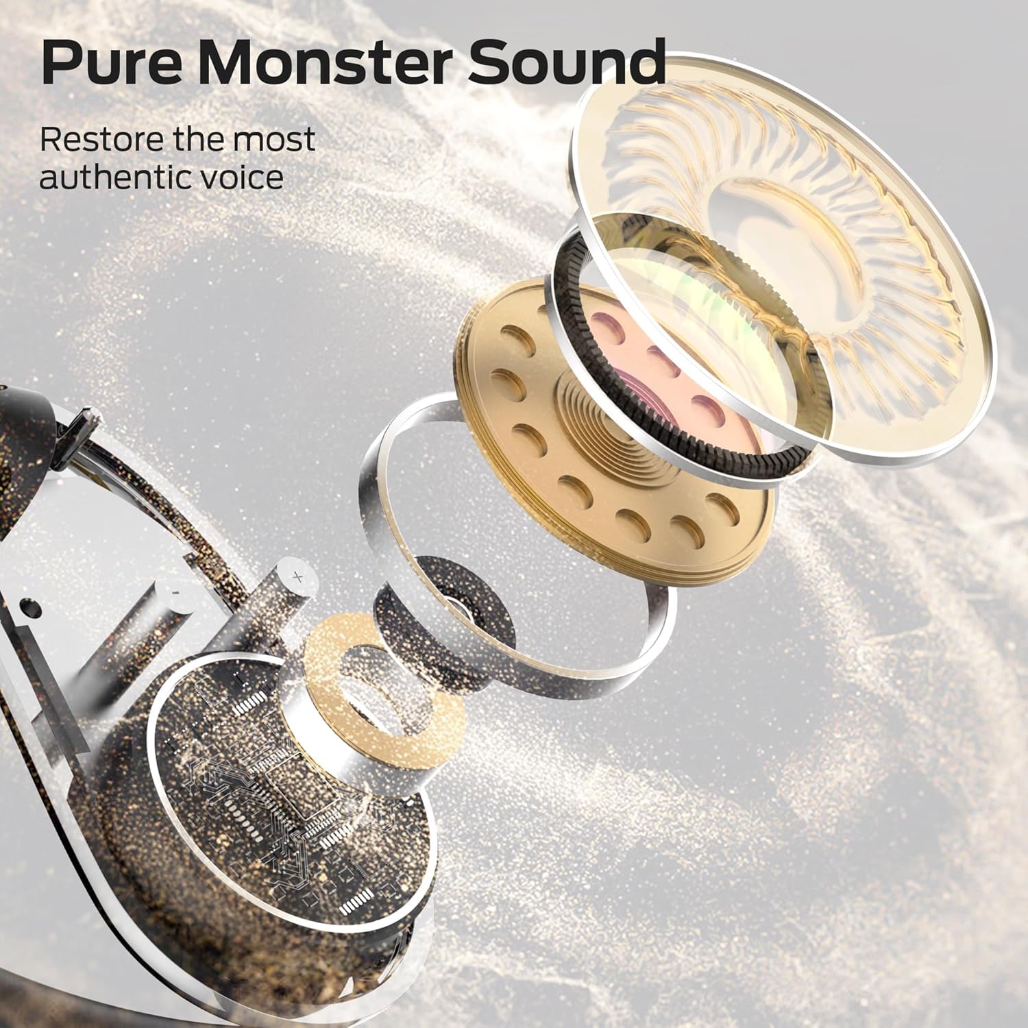 Monster Open Ear AC360 Audífonos, Auriculares Bluetooth Rotativos con Cordón, Bluetooth 6.0 Mejorado, Ultra Cómodos, Llamada Clara, Control Táctil, 24h de Reproducción, Resistente al Agua IPX5, Negro