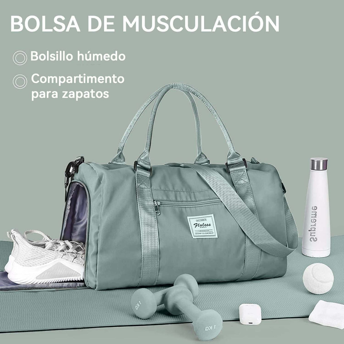 Bolsa Deportiva para el Gym con Compartimento para Zapatos y Bolsa de Agua Húmeda,Bolsas de Viaje para Hombre y Mujer,Ideal para Viajes, Entrenamiento, Yoga, Deportes