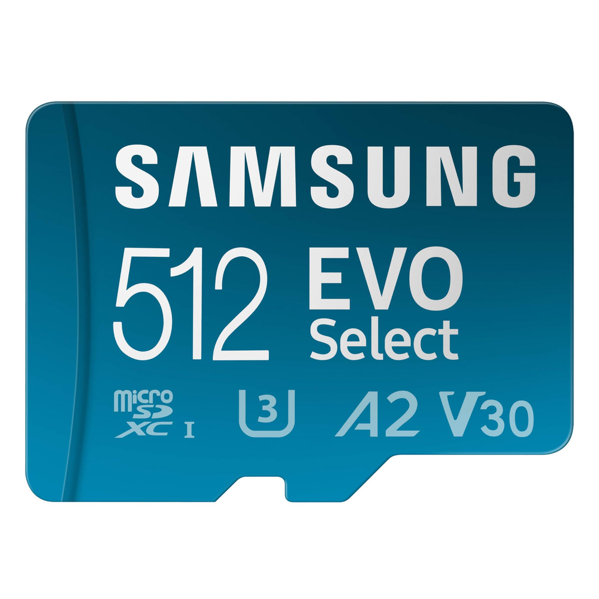 SAMSUNG EVO Select microSDMemory Card + Adaptador, 512GB microSDXC, hasta 160 MB/s, 4K UHD, UHS-I, C10, U3, V30, A2, para teléfono Celular, Smartphones, Nintendo-Switch y tabletas (MB-ME512SA/AM)