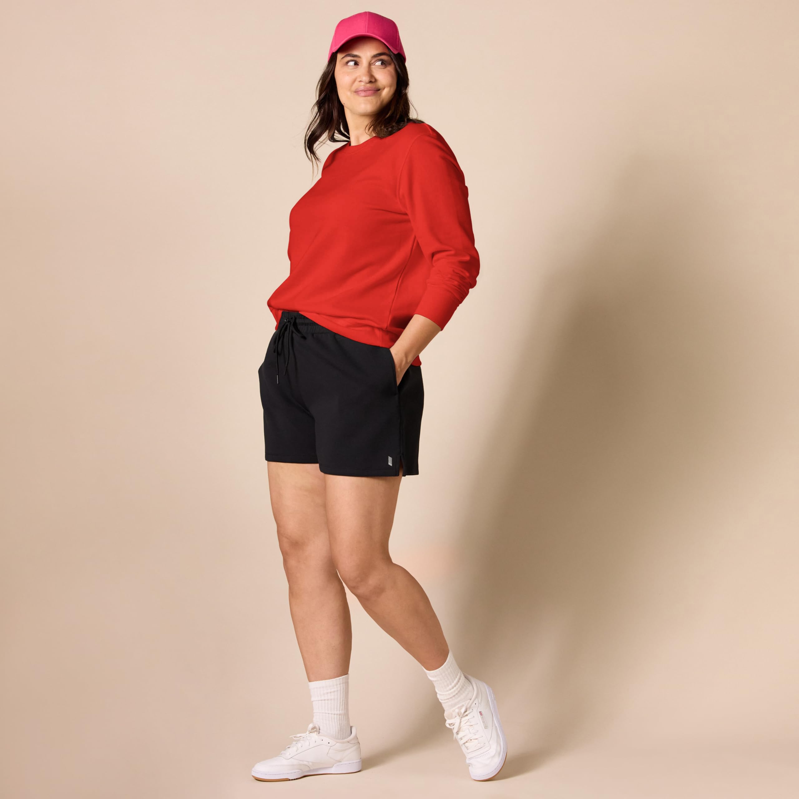 Amazon Essentials Sudadera Polar con Cuello Redondo (Tallas Grandes) Mujer, Rojo, G