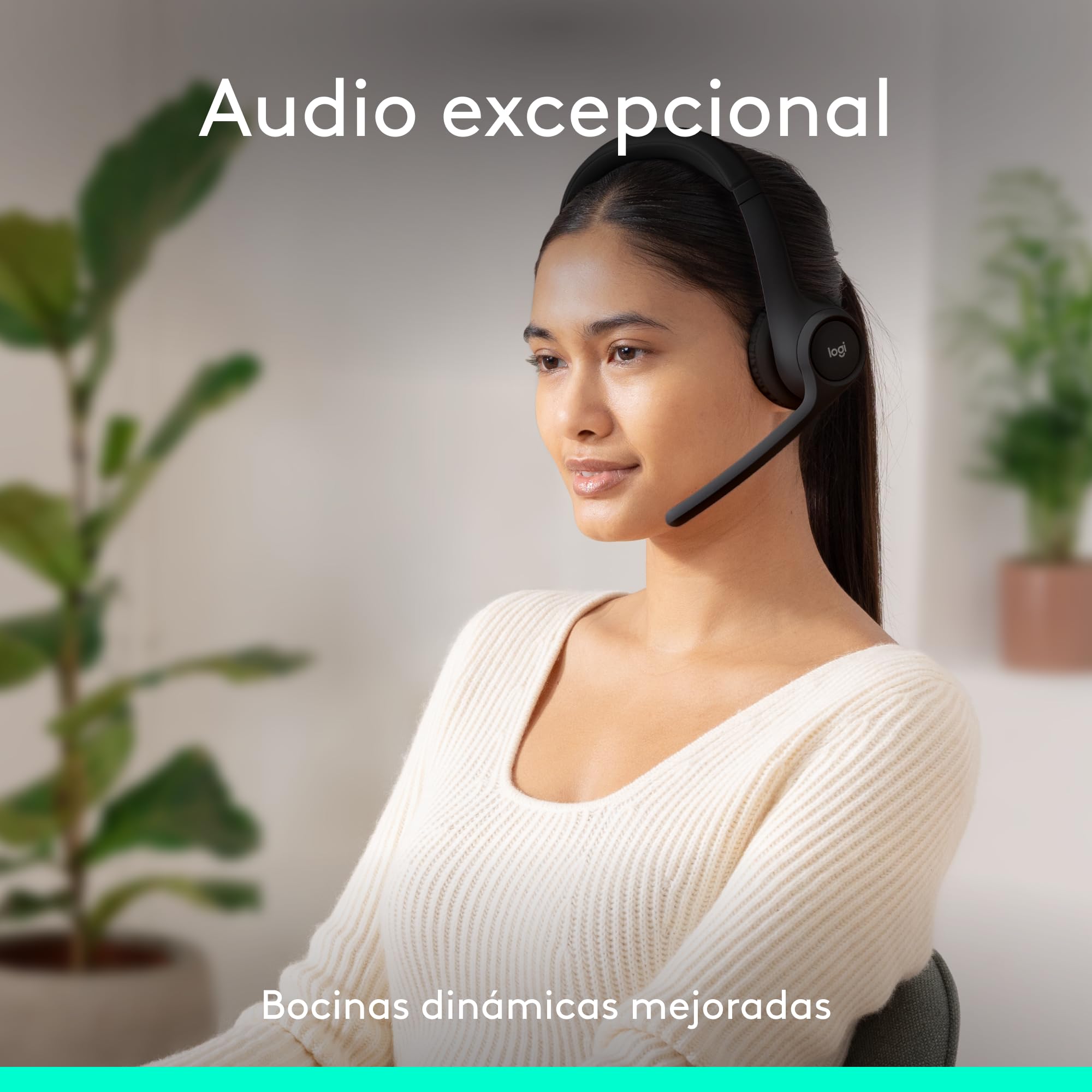 Logitech Zone 300, Auriculares con micrófono Bluetooth inalámbricos con cancelación de Ruido, compatibles con Windows, Mac, Chrome, Linux, iOS, iPadOS, Android – Negro