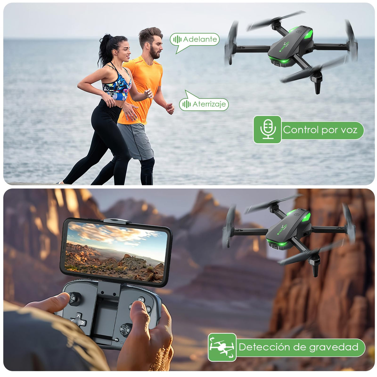 AXIDUN S20 Mini Drones con Cámara 4K, Drone plegable, Evitación Inteligente de Obstáculos,2 Baterías, Control por Voz y Trayectoria de Vuelo, Drone para Adolescentes Principiantes Regalo.