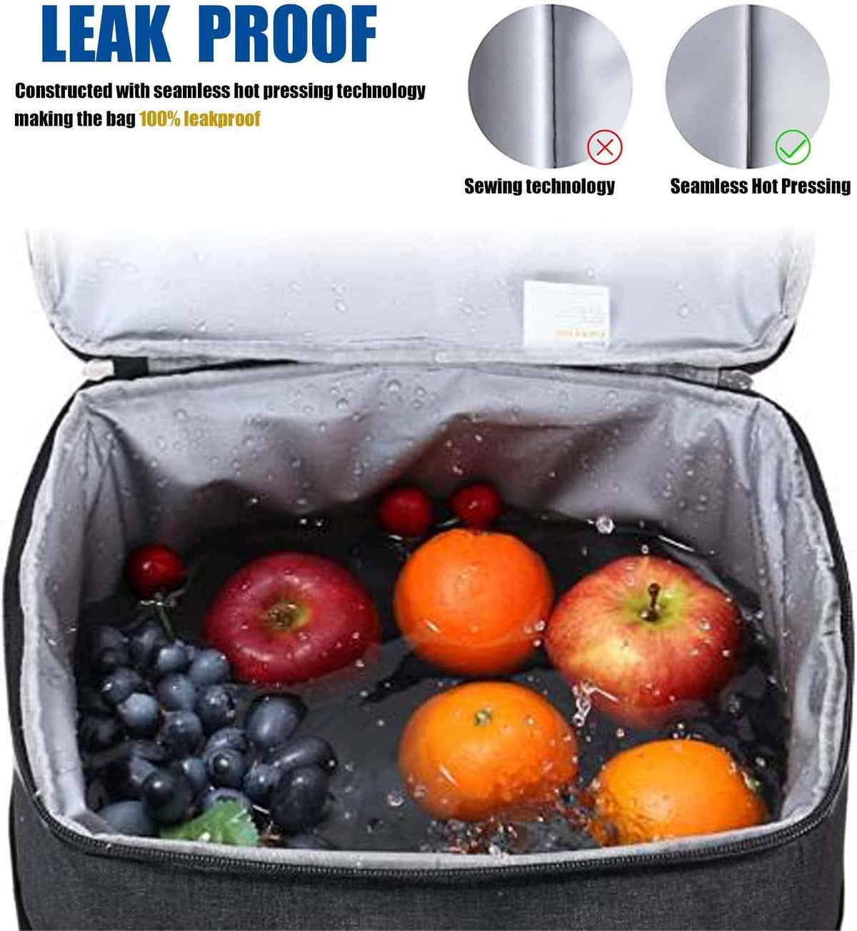 NEWKIBOU Hielera Portatil, Mochila térmica aislada,Hielera Portatil Impermeable y a Prueba de Fugas,Bolsa Térmica Porta Alimentos Mochila Genial para el Playa, Almuerzo, Picnics, Senderismo (Negro)