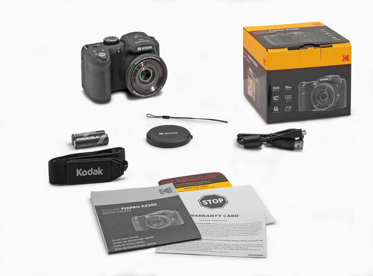 KODAK PIXPRO AZ255-BK Cámara Digital de 16 MP, Zoom óptico de 25 X, Lente Gran Angular de 24 mm, estabilización óptica de Imagen, 1080P, Full HD, Video, cámara LCD de 3 Pulgadas, Color Negro