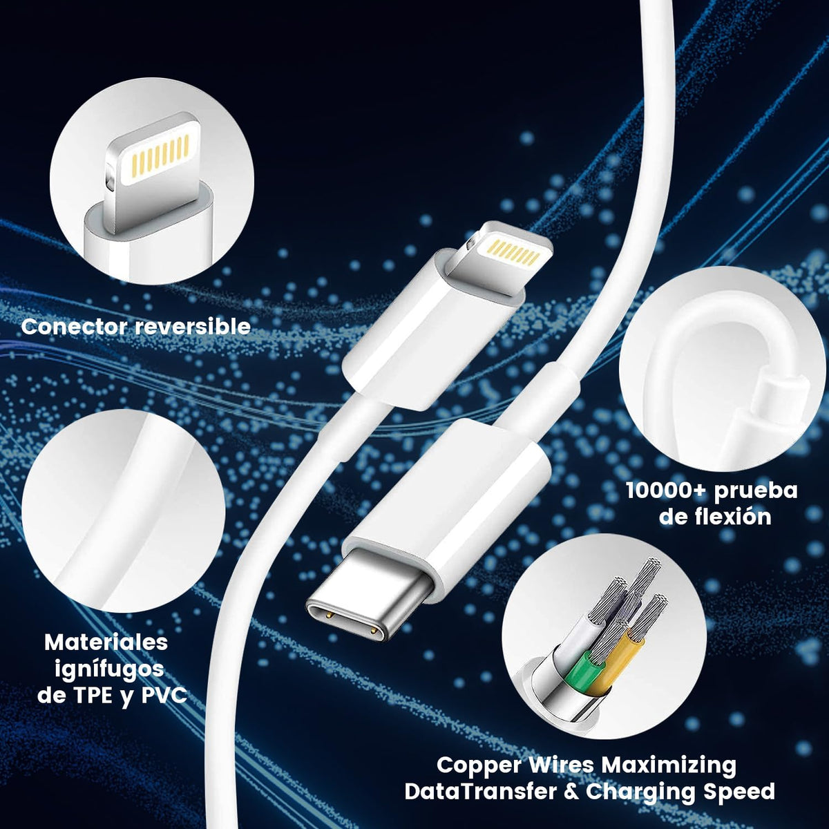 RUISTLI Cargador iPhone 14/13/12/11 Pro MAX,Carga Rapida PD 20W,Tipo c iPhone 8/7/6 con 1M Cable,Cargador Carga Rapida También Adecuado iphoneX/XS