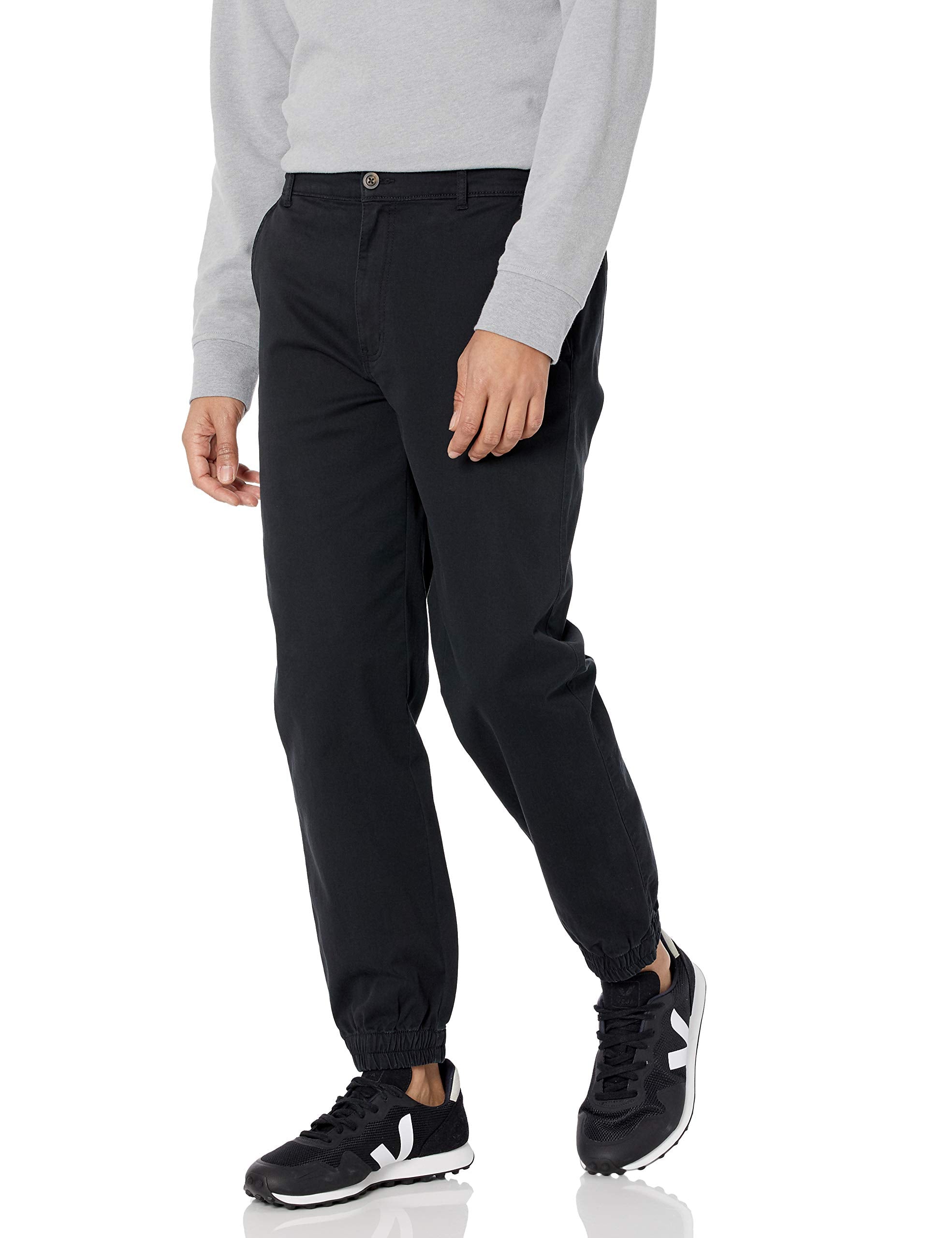Amazon Essentials - Pantalón deportivo de corte recto para hombre, negro, talla CH