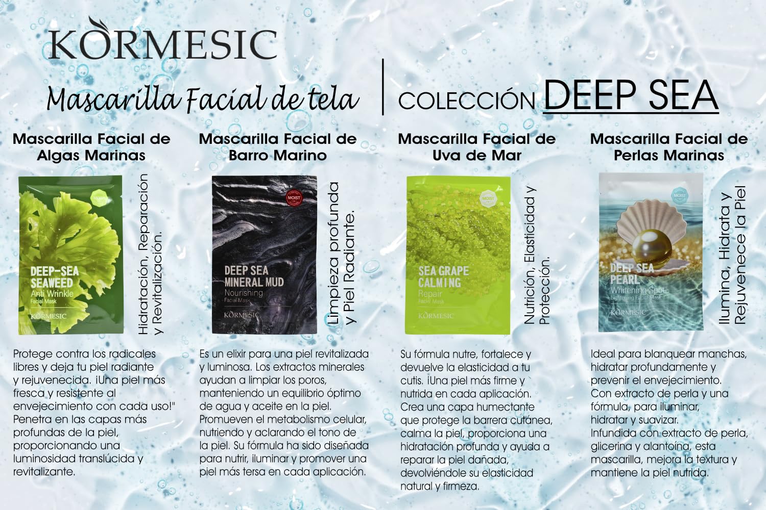 Kit de 15 Mascarillas faciales coreanas coreanas con ingredientes PREMIUM - Oro 24K, Colageno, Acido Hialuronico, Carbon de bambu, Sal de Himalaya, Flor de Cerezo, Lavanda, Aloe, Miel con Leche y mas.