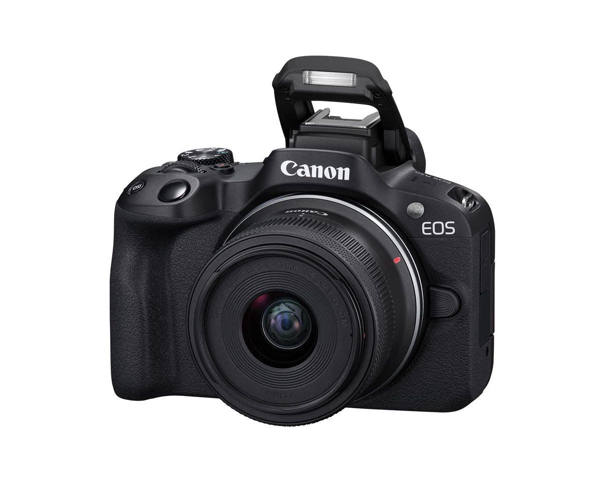 Canon EOS R50 Cámara de vlogging sin espejo (negro) con RF-S18-45mm F4.5-6.3 es STM y RF-S55-210mm F5-7.1 es lente STM, 24.2 MP, video 4K, detección y seguimiento de sujetos, compatible con smartphone