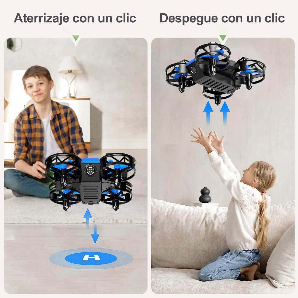 YUTVXAC Mini juguetes voladores con cámara 4K con Evitación de Obstáculos en 360°, Control Remoto 2.4G, con dos baterías, un tiempo de vuelo de hasta 24 minutos, apto para adolescentes y principiantes