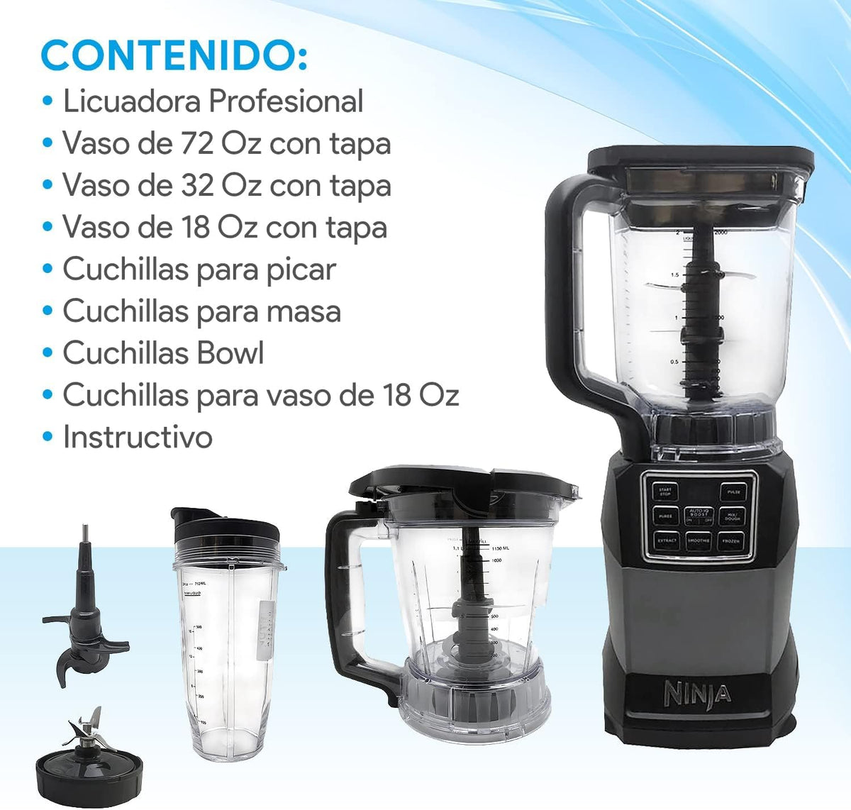 Ninja Licuadora profesional con procesador | BL493 | Auto-IQ | Smooth Boost | 1200w (Reacondicionado)