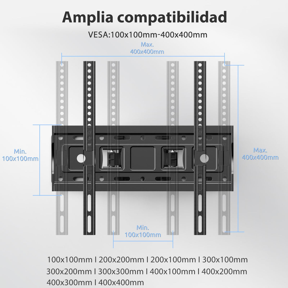 JXMTSPW Soporte para TV movible de 26-65 Pulgadas,Soporte Pared TV de Articulado Inclinable y Giratorio de Movimiento Completo MAX VESA 400x400 mm,Base para Television Pantalla Carga hasta 50 kg