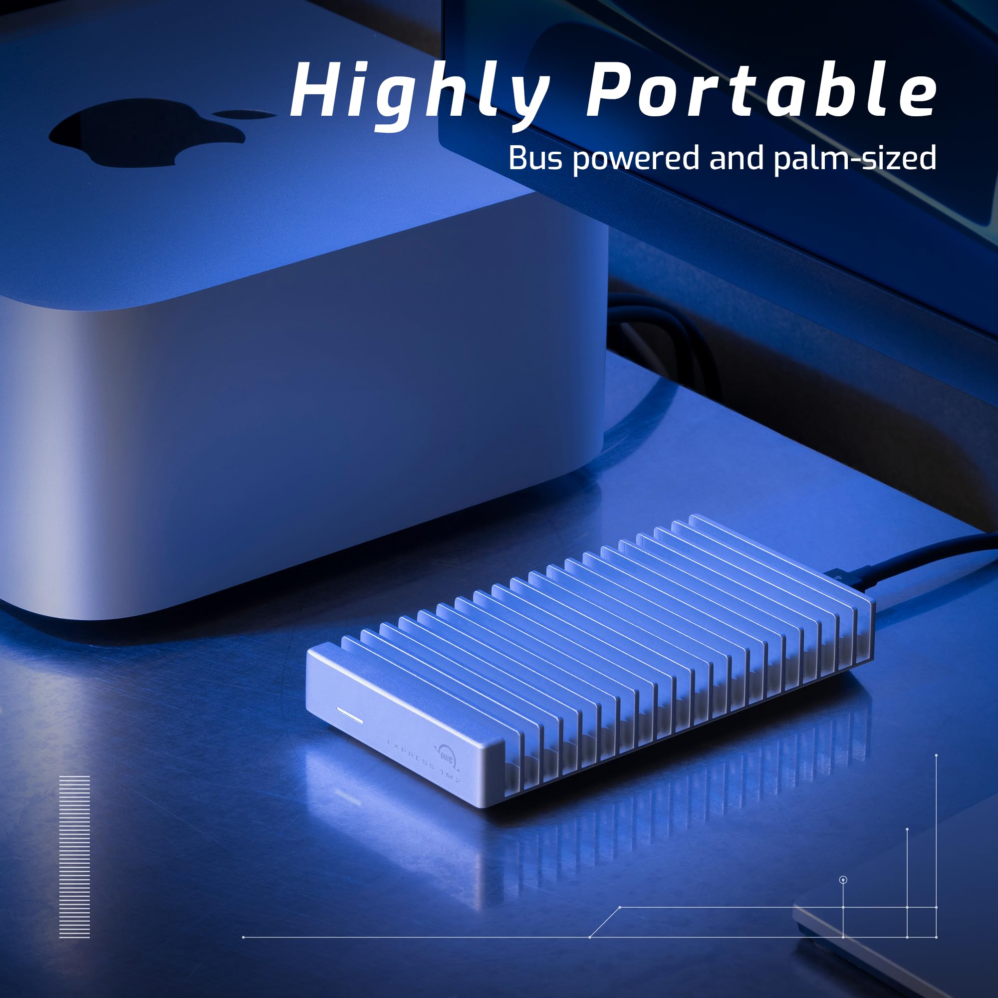 OWC Express 1M2 40Gb/s SSD NVMe portátil USB4 (Compatible con Thunderbolt/USB-C) Unidad SSD Externa ultrarrápida con Carcasa de disipador de Calor de Aluminio (Solo recinto)