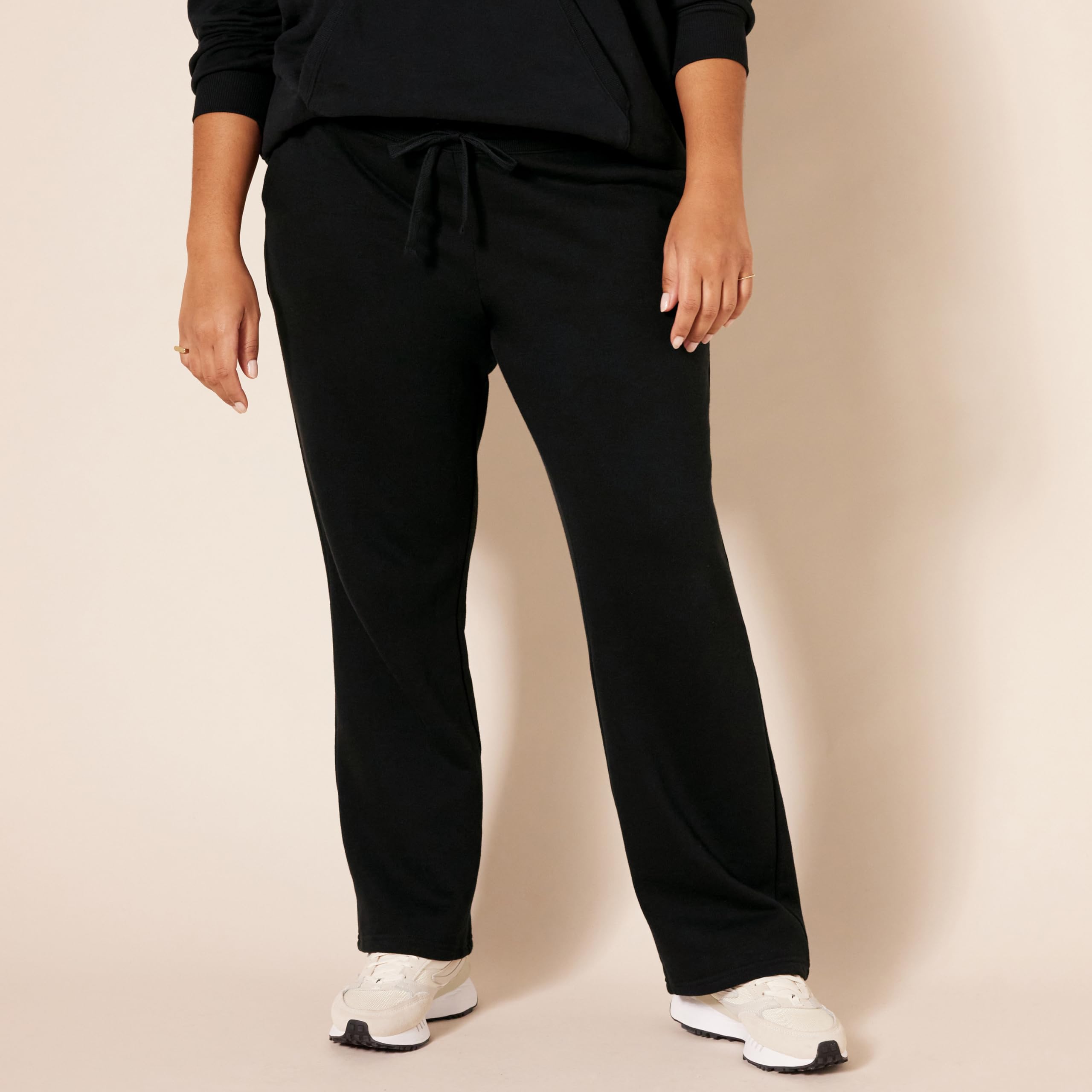 Amazon Essentials - Pantalón deportivo de forro polar de rizo francés para mujer (disponible en tallas grandes), negro, talla XG