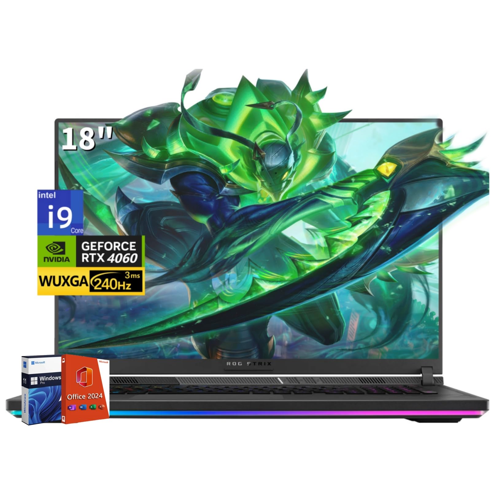 ASUS ROG Strix G18 - Portátil para Juegos, 14ª generación Intel i9-14900HX, NVIDIA RTX 4060, 18" 240Hz 16:10 WQXGA QHD+, 32 GB DDR5, 1 TB SSD, Wi-Fi 6E, Windows 11 Pro, Microsoft Office 2024 Lifetime