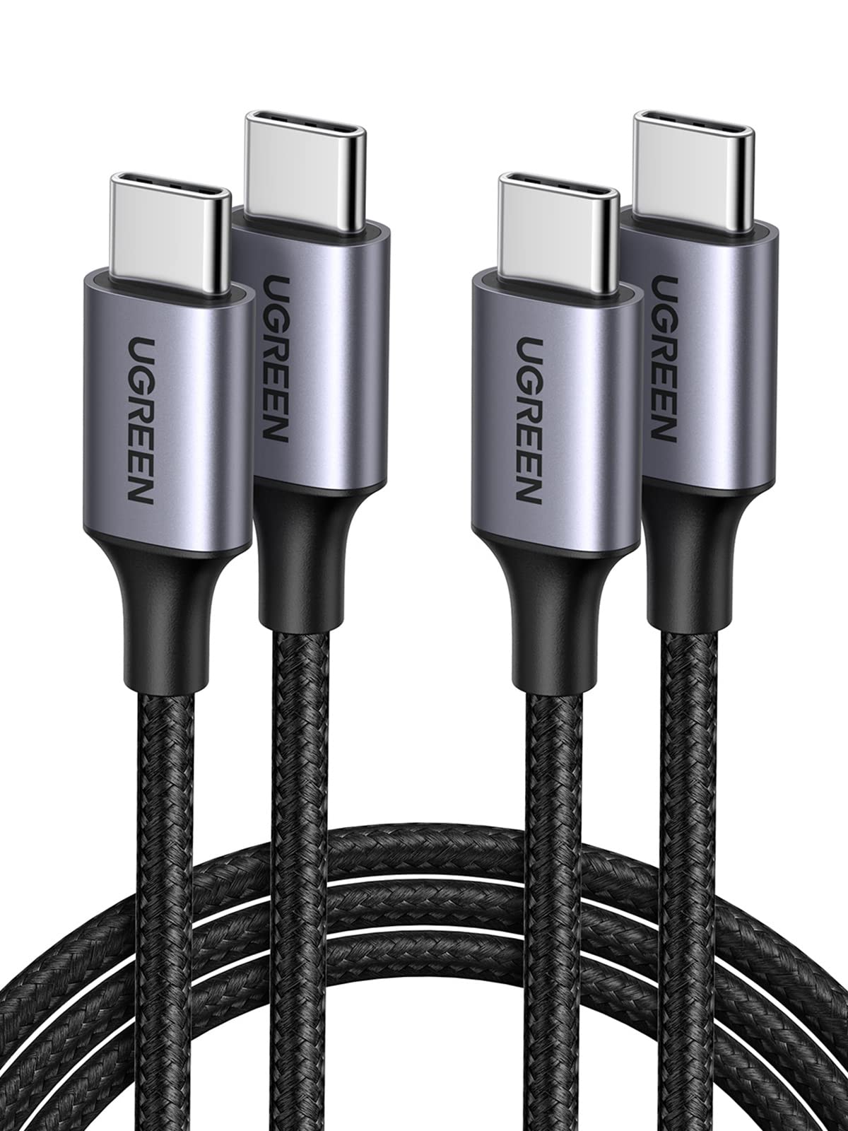 UGREEN Cable USB C a USB C 2 Unidades, 60W PD Carga Rápida 20V 3A, Nylon Trenzado, 1M Cargador USB Tipo C a Tipo C Compatible con iPhone 16 15, Galaxy S25 S24 S23, Macbook Pro 2023, iPad Pro 2024, LG