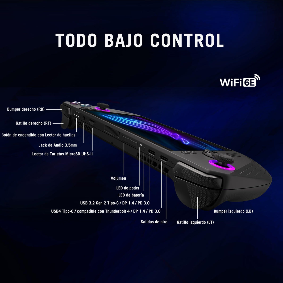 ASUS ROG Ally X 2024/RC72LA-NH007W/AMD Ryzen Z1 Extreme/24GB RAM/1TB SSD/Windows 11/Pantalla Táctil/Negro/Incluye 3 Meses Prueba Game Pass