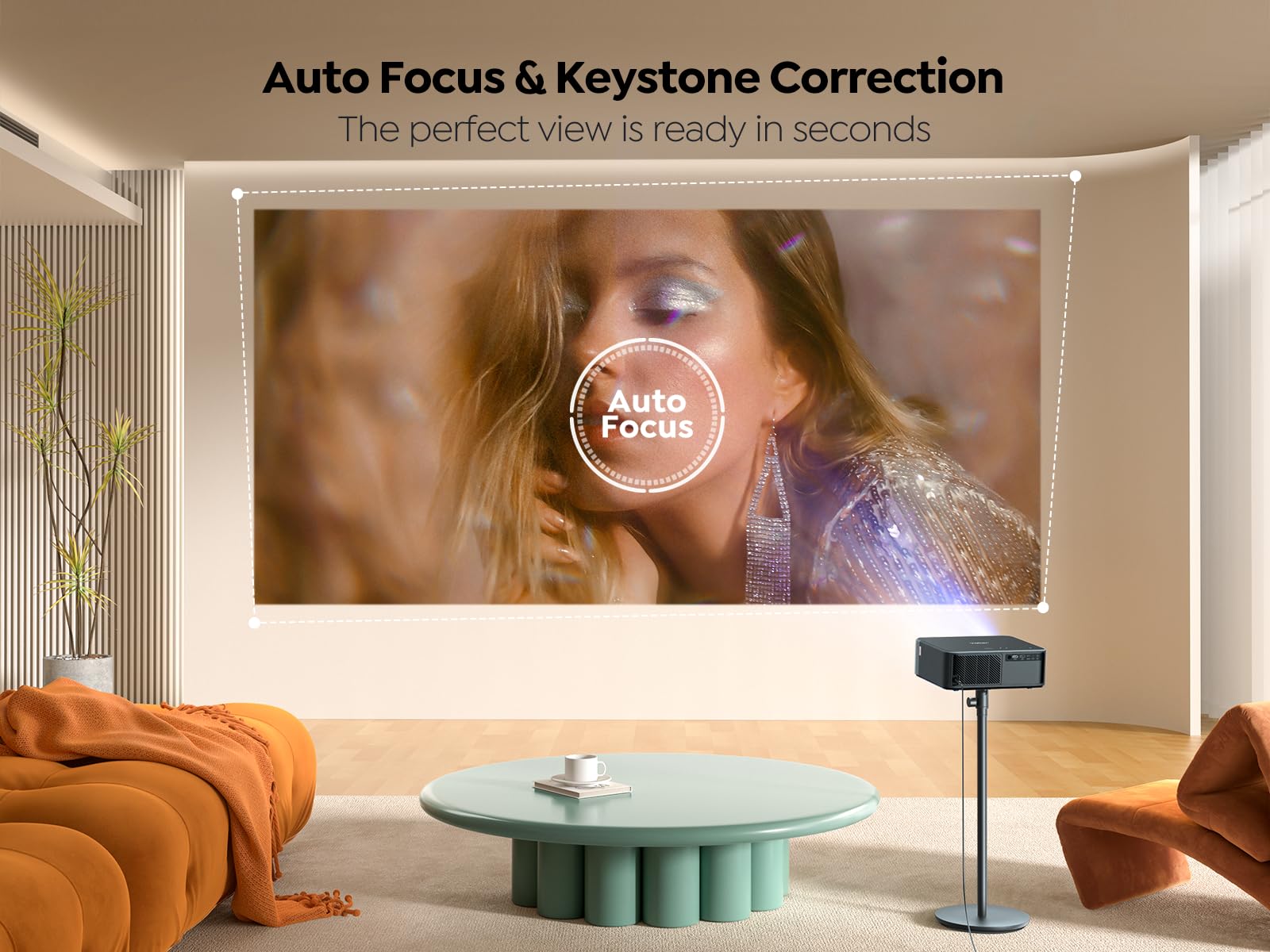 Proyector 4K con Google TV, proyector YABER K2s WiFi 6 Bluetooth, Sonido de JBL, Dolby Audio, Enfoque automático y Keystone, proyector de películas al Aire última intervensión Compatible con Netflix