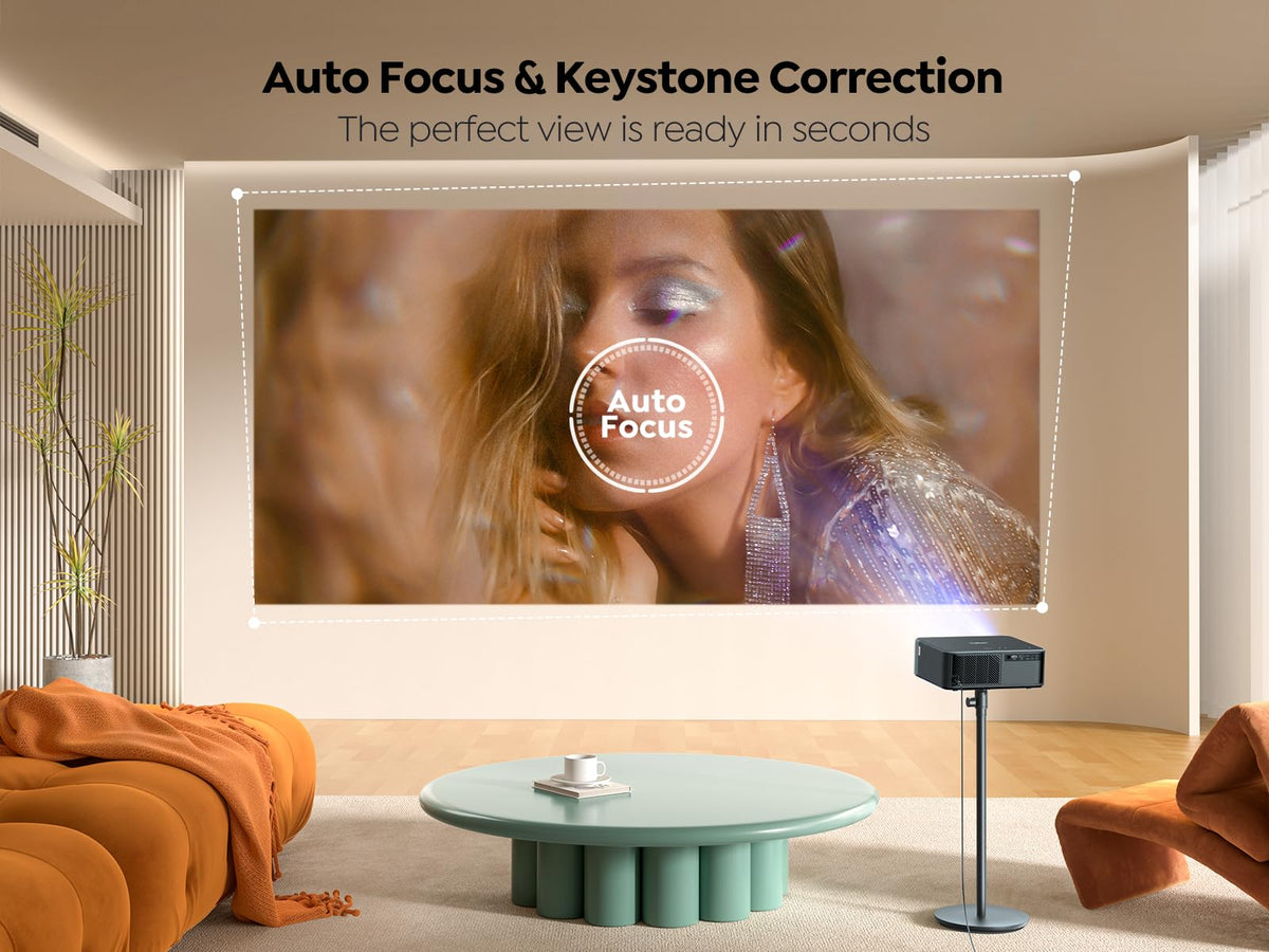 Proyector 4K con Google TV, proyector YABER K2s WiFi 6 Bluetooth, Sonido de JBL, Dolby Audio, Enfoque automático y Keystone, proyector de películas al Aire última intervensión Compatible con Netflix