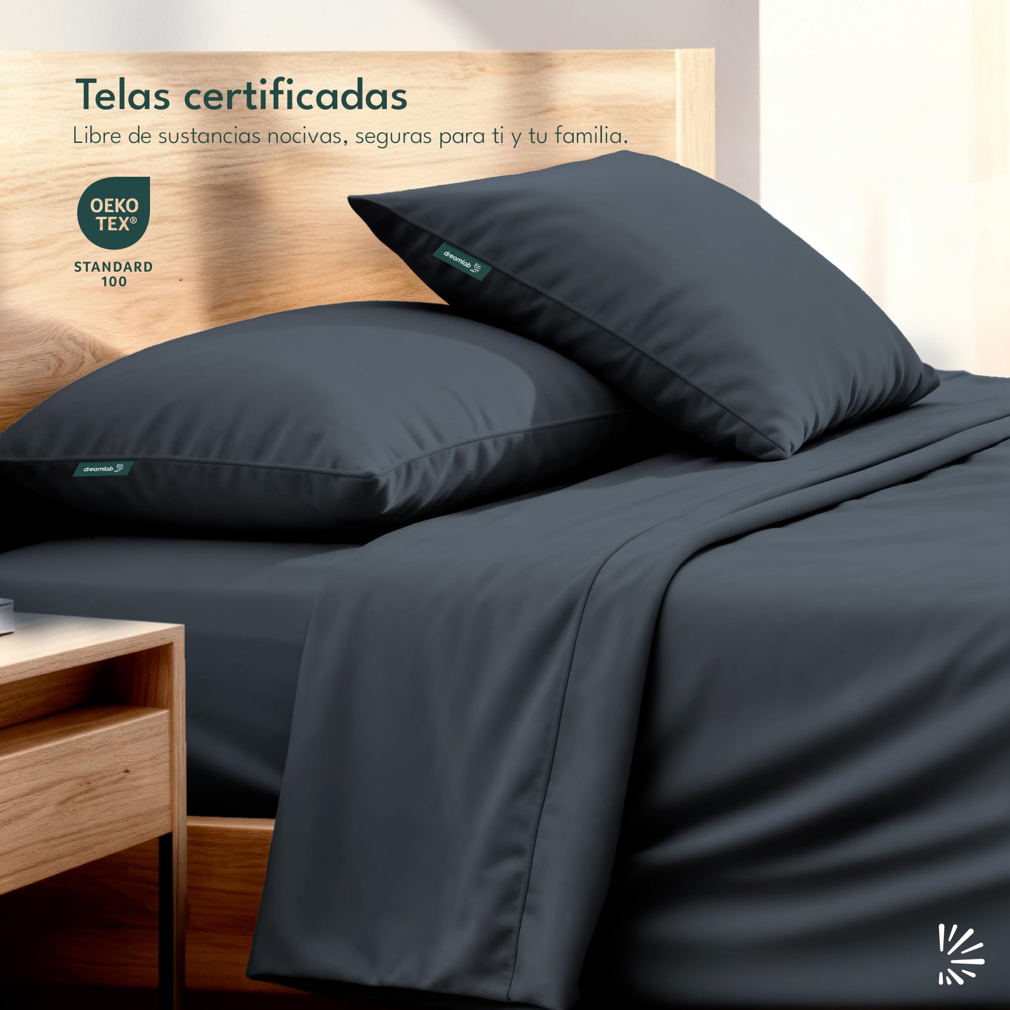 Dreamlab Juego de Sábanas Premier 1800 Collection. Sábanas de Microfibra de Lujo de Doble Cepillado (Gris Grafito, King Size)