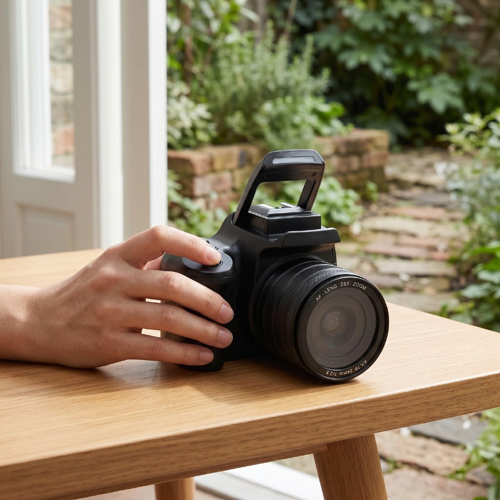 Fockety Cámara réflex Digital, Pantalla 2.8 Pulgadas, cámara Digital 4K con Pantalla abatible 180° y Flash, Enfoque automático, Zoom 28x para Adolescentes Principiantes en fotografía
