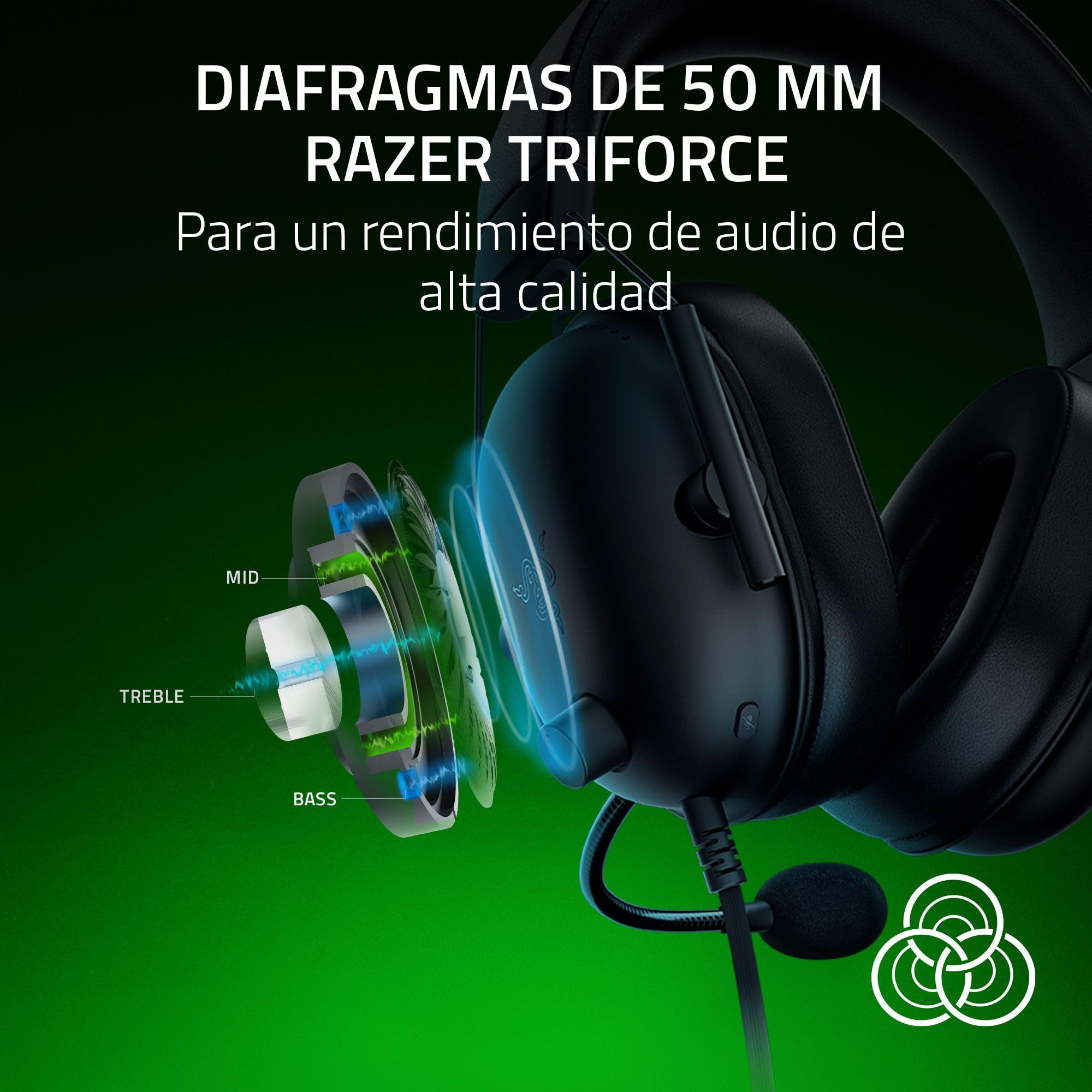 Razer BlackShark V2 X Auriculares para Xbox: Diafragmas de 50mm - Micrófono Cardioide - Ligero - Almohadillas Aislantes de Ruido - para Xbox Series X, Series S, PS5, PC, 3.5mm - Negro