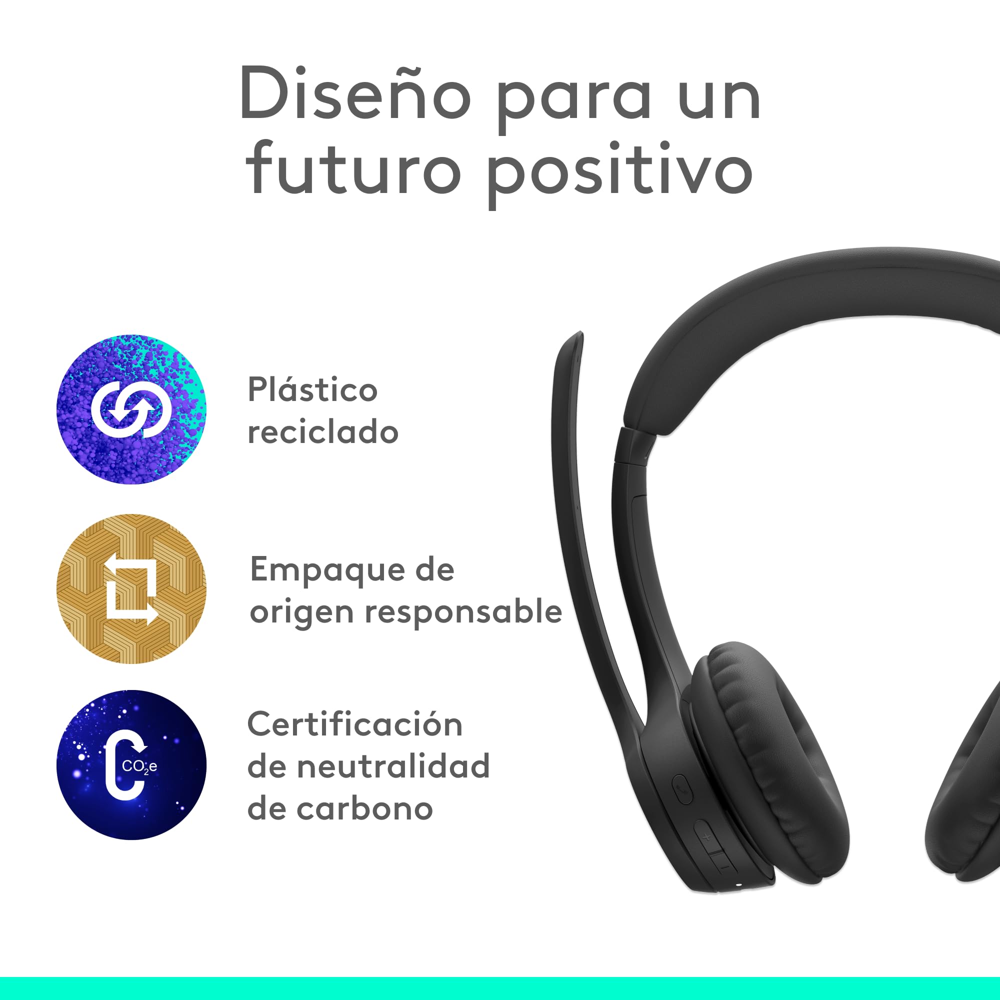 Logitech Zone 300, Auriculares con micrófono Bluetooth inalámbricos con cancelación de Ruido, compatibles con Windows, Mac, Chrome, Linux, iOS, iPadOS, Android – Negro