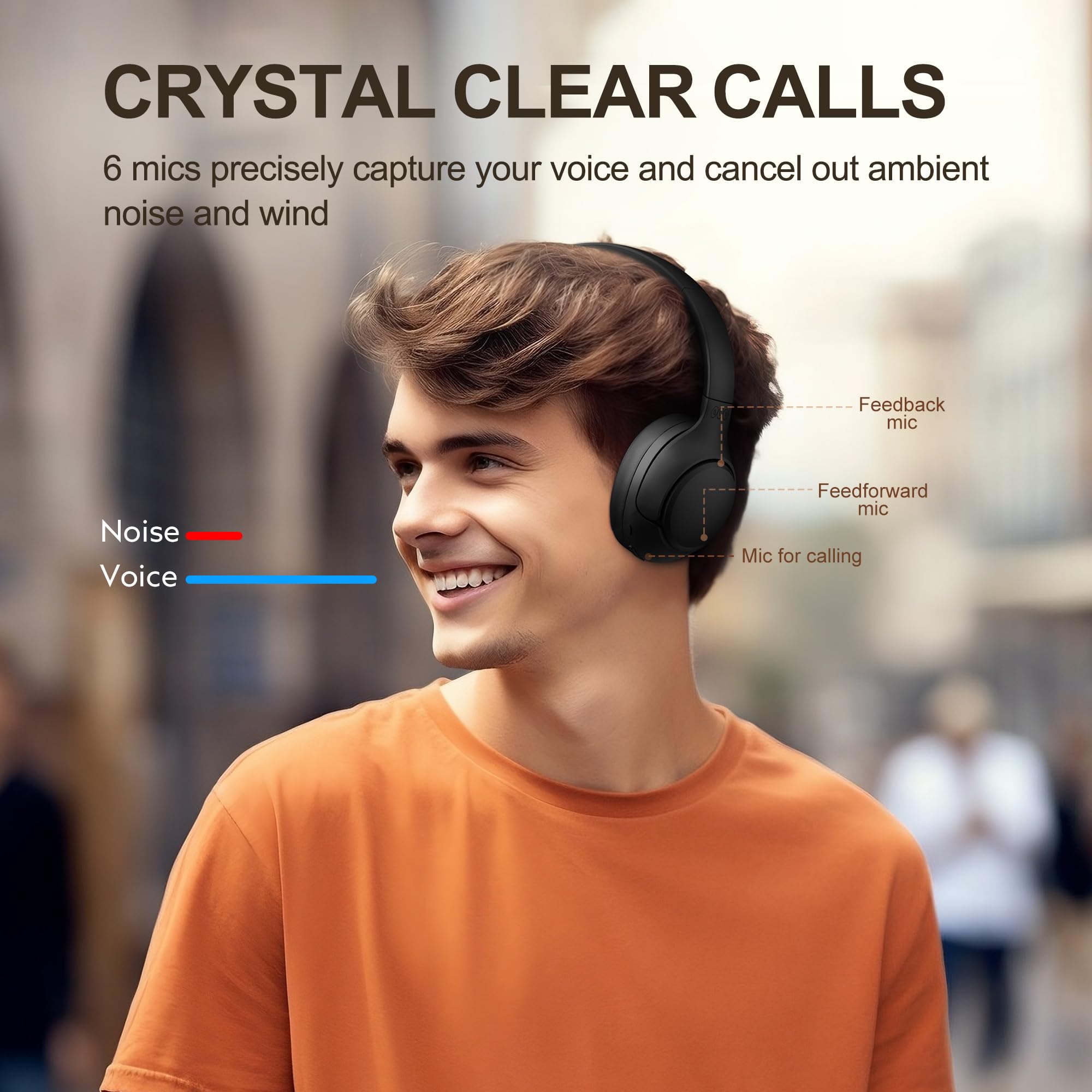 QCY H3 Audífonos Inalámbricos Bluetooth 5.4, Cancelación Activa de Ruido, Hi-Res Audio, Diadema Plegables Auriculares Over Ear, 60 Horas de Reproducción Compatible con iOS/Android