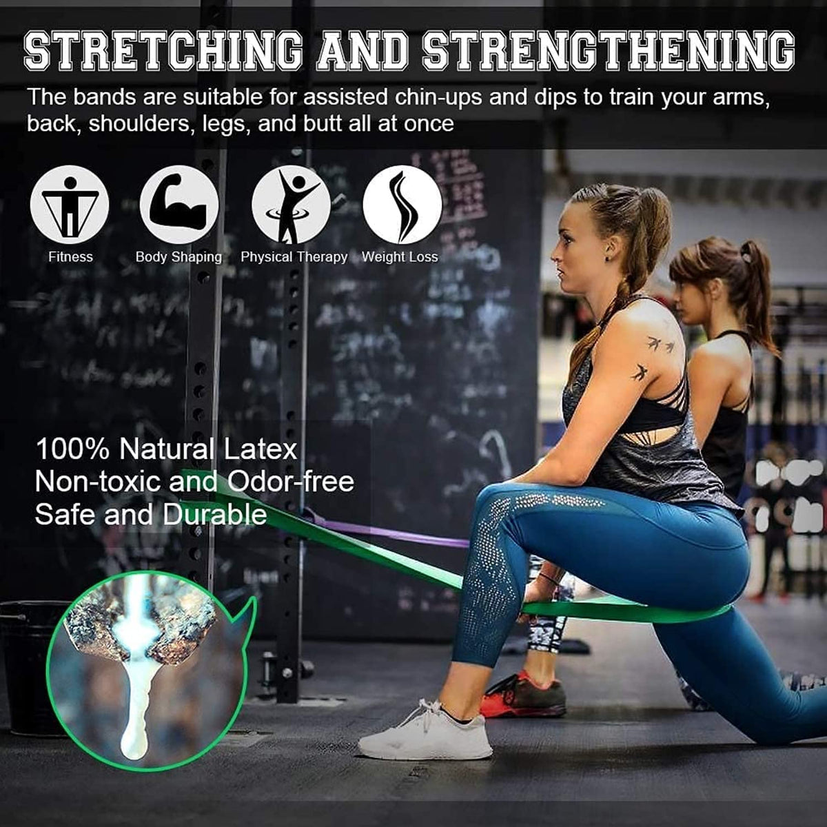 JASUVII Bandas de Resistencia -4Pack Bandas elásticas, Loop Bands, Bandas de Ejercicio, Correas de Asistencia para Pull ups, Bandas Elásticas para Ejercicio en Casa o Gimnasio