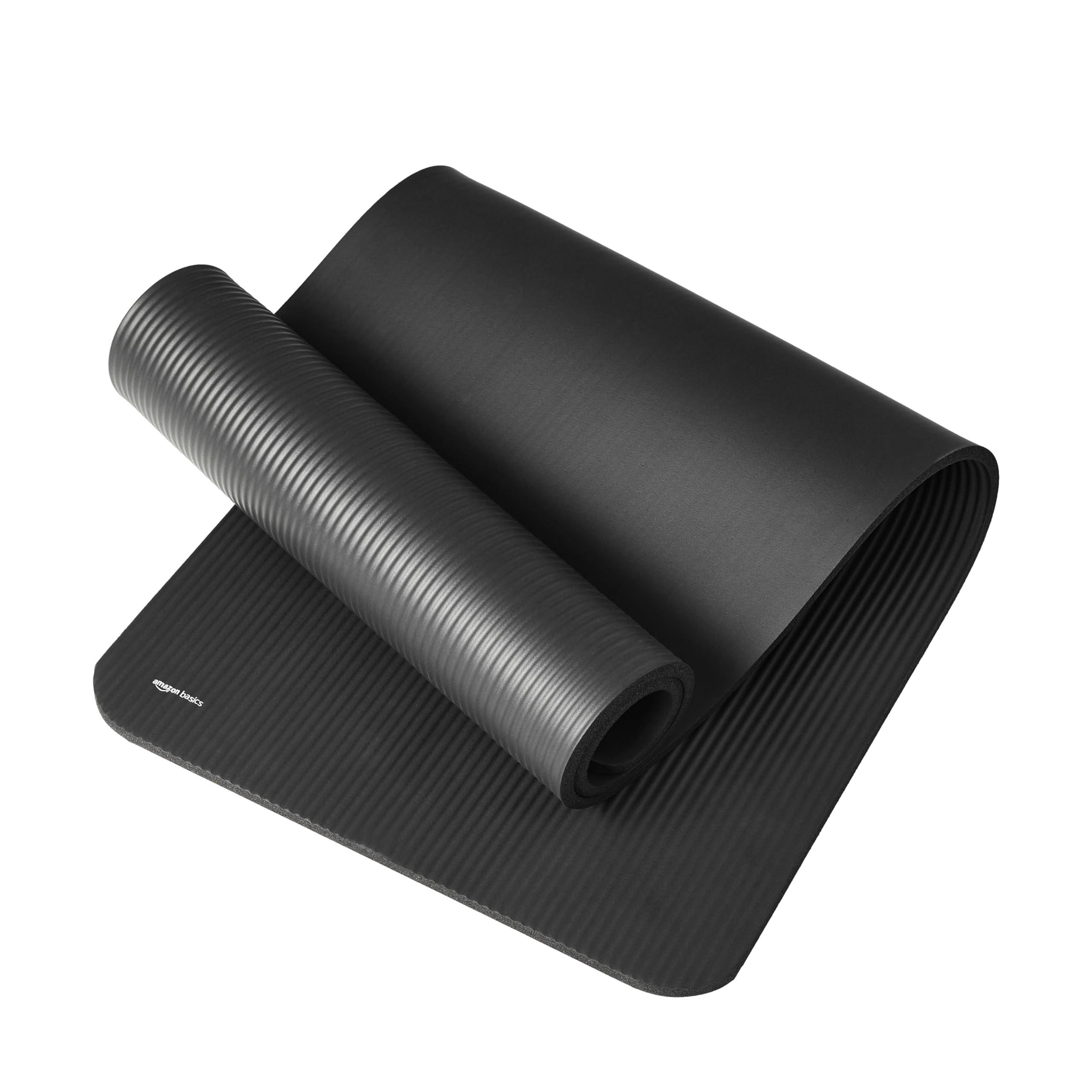 Amazon Basics - Tapete extra grueso para ejercicio, yoga, gimnasio, con correa de transporte, 74 x 24 x .5 pulgadas, color negro