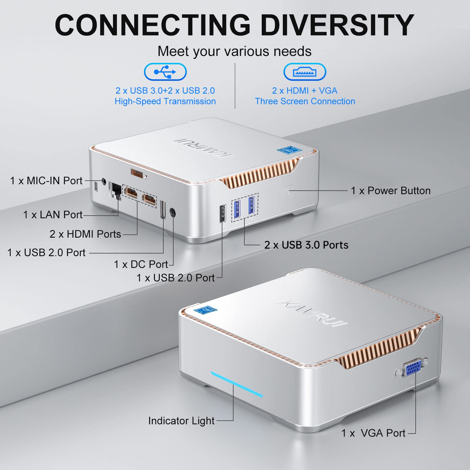 KAMRUI GK3 Plus Mini PC 16GB RAM 1TB M.2 SSD, Intel 12th Alder Lake N95 (up to 3.4GHz) Mini PC Windows 11 Pro, 2.5''SSD, Gigabit Ethernet, 4K UHD, WiFi, BT, VESA/Home/Business Mini Desktop Computer