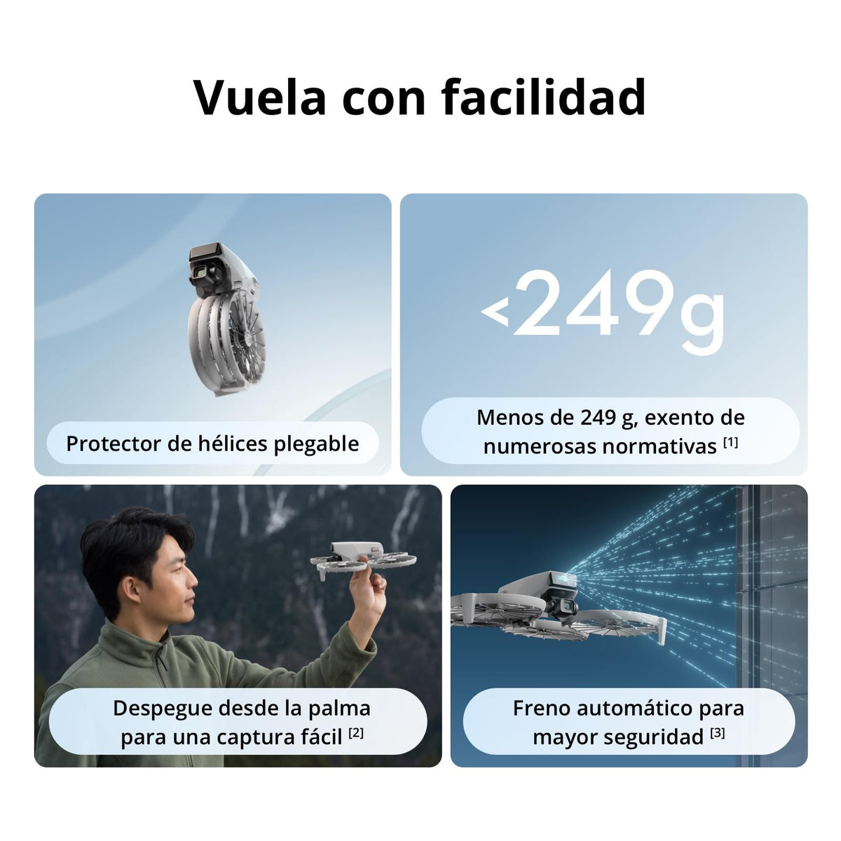 El Pack DJI Flip Vuela Más (control remoto con pantalla RC 2), dron con cámara 4K UHD para adultos, despegue desde la palma, retorno automático, 3 baterías para un tiempo máx. de vuelo de 93 min