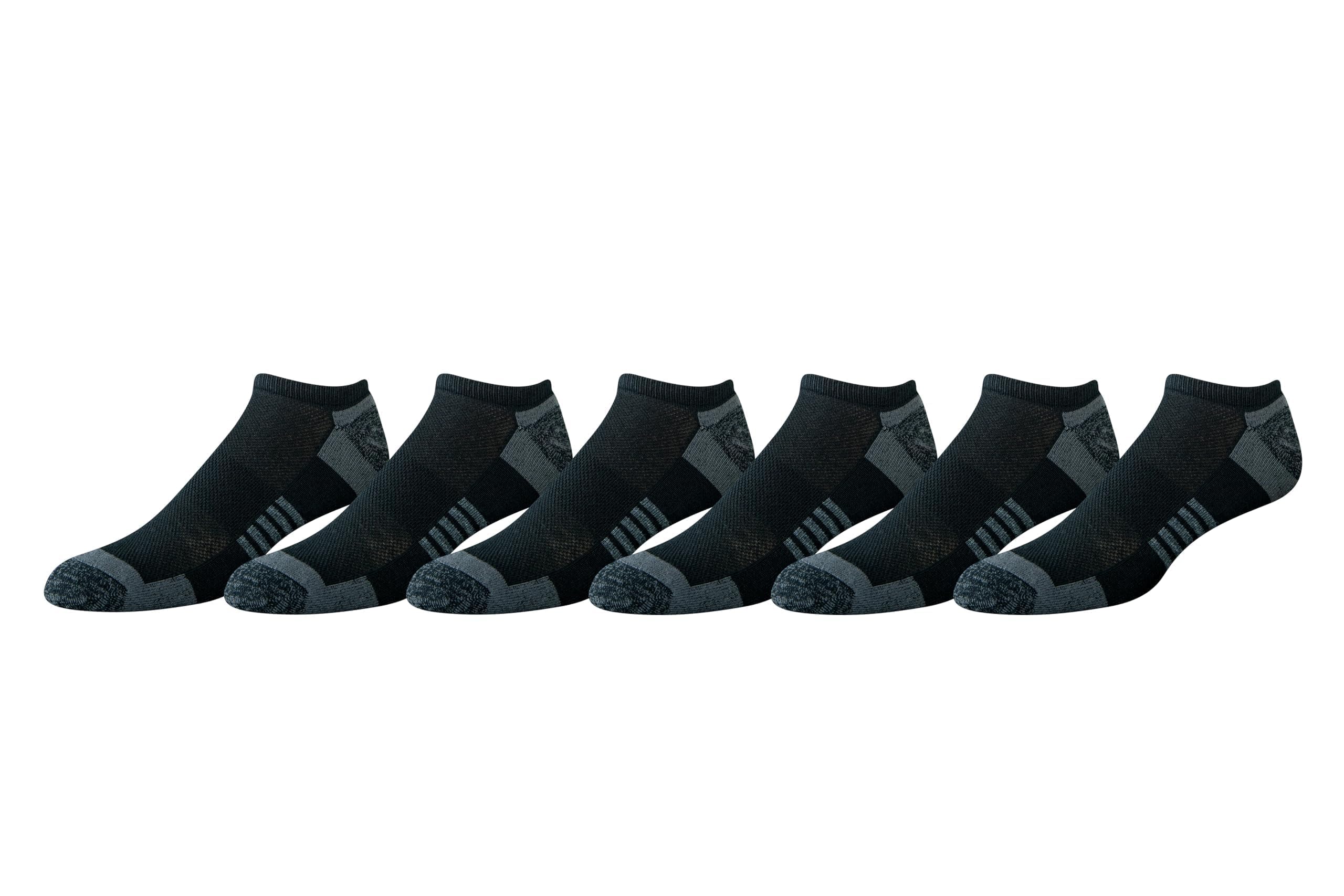 Amazon Essentials Calcetines atléticos de algodón acolchado para hombre, paquete de 6, Negro, Shoe: 6-12