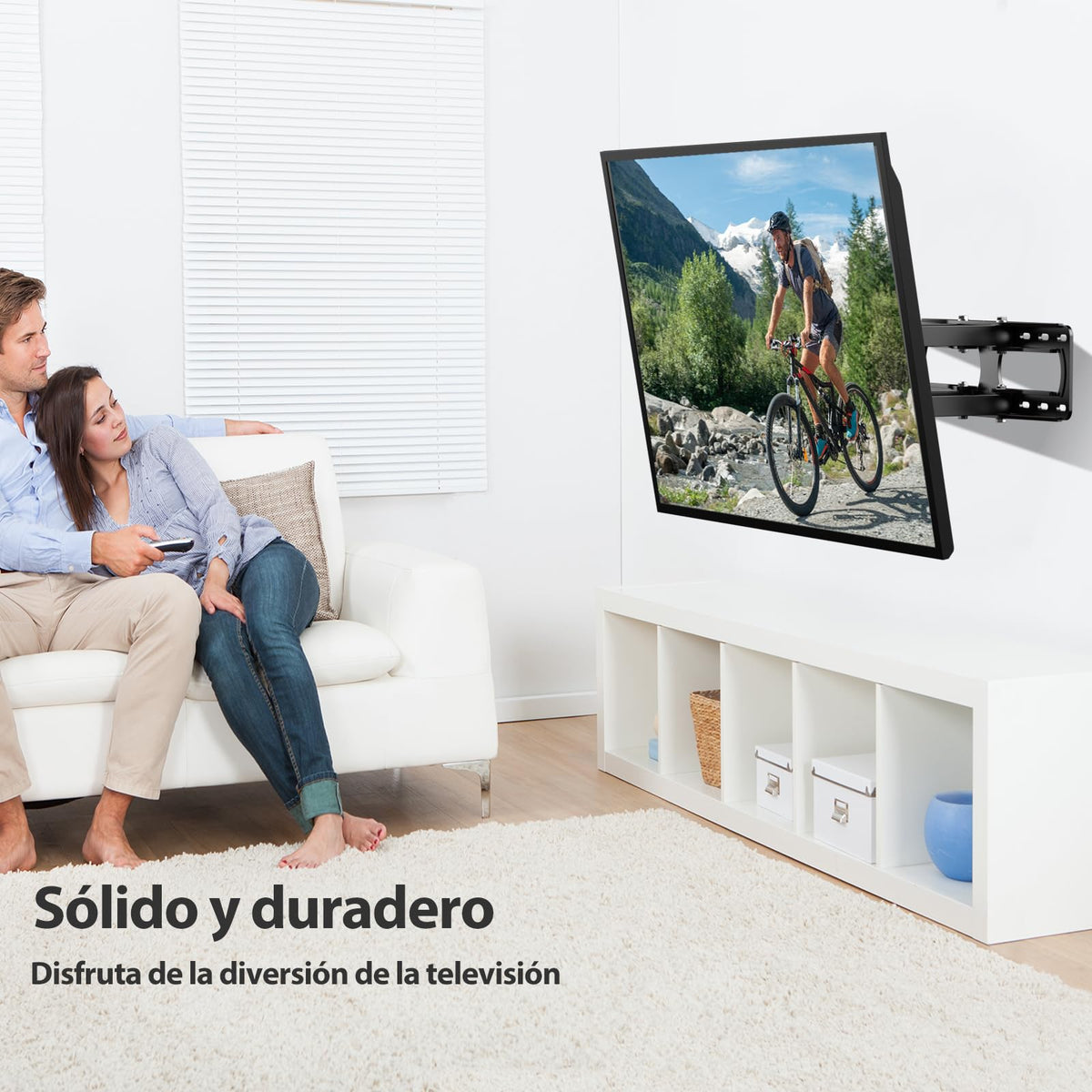 JXMTSPW Soporte para TV movible de 26-65 Pulgadas,Soporte Pared TV de Articulado Inclinable y Giratorio de Movimiento Completo MAX VESA 400x400 mm,Base para Television Pantalla Carga hasta 50 kg