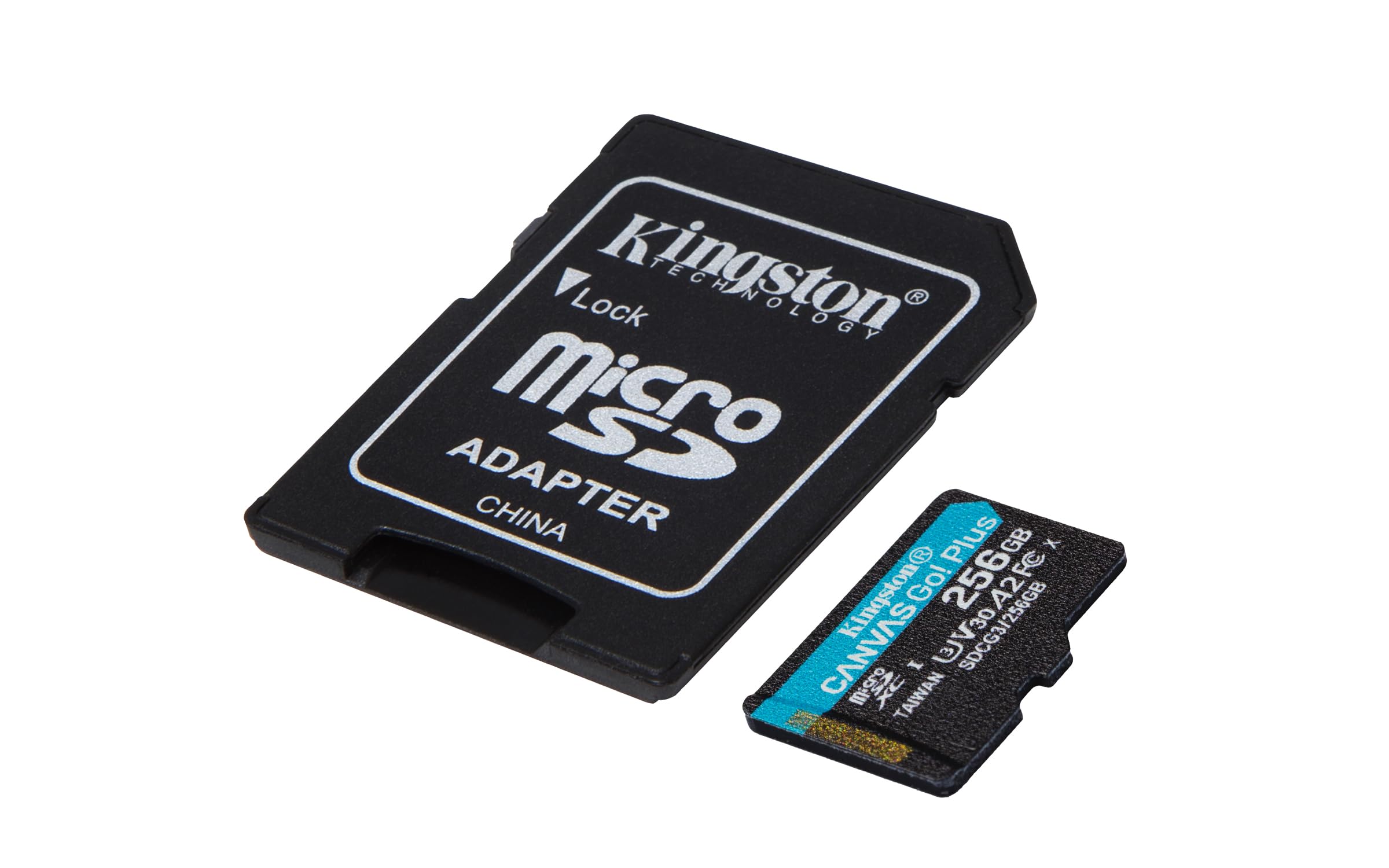 Kingston MicroSDXC Go Plus 256GB (Con Adaptador a SD) Clase 10, UHS-I, U3, V30, A2 Lectura: 170MB/s y Escritura: 90MB/s (SDCG3/256GB)
