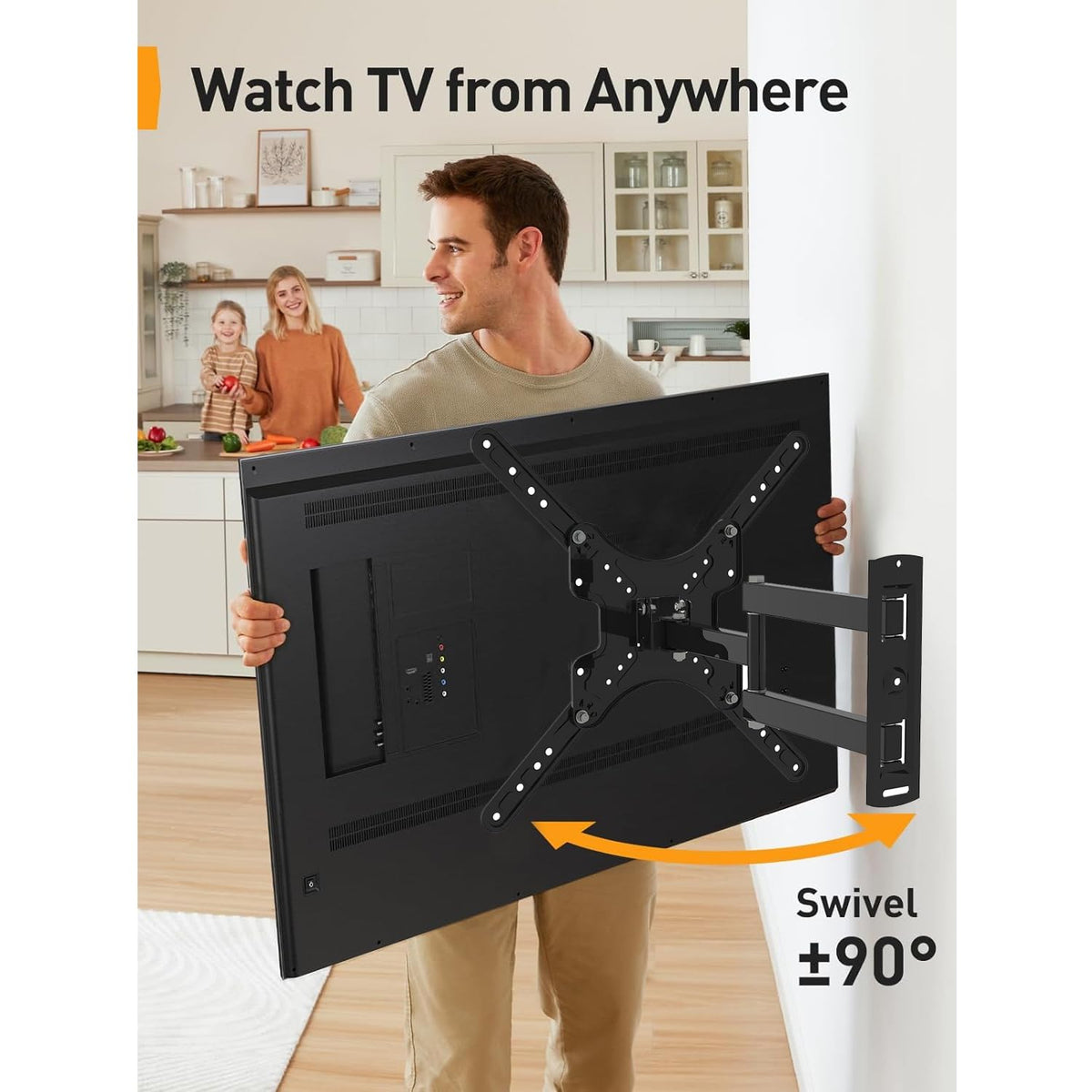 ZENSUKYE Soporte de Pared de TV Giratorio y Inclinable, Soporte TV de Pared Pantallas de 14-60 Pulgadas, Soporte Monitor Brazo Extensible 150-450mm, Carga hasta 30kg, MAX VESA 400x400mm