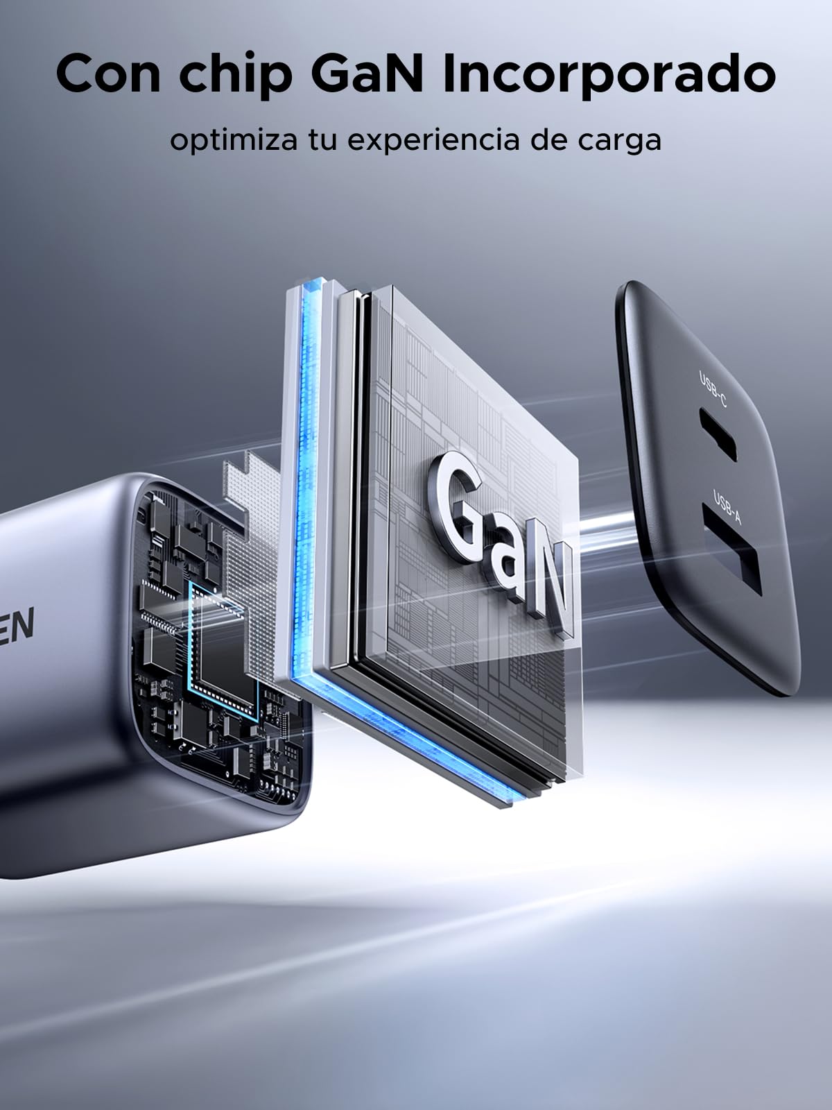 UGREEN Nexode 35W GAN Cargador Tipo C Carga Raida, PD USB C con 2 Puertos, USB C y USB A Compatible con Galaxy S24/S23/S22, iPhone 16 15 14 Pro MAX, MacBook, iPad, Negro