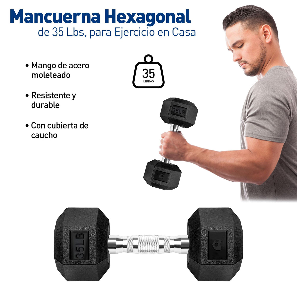 Bluelander Kit de Mancuernas, Juego de Pesas, Pesas Para Ejercicio En Casa, Kit de Pesas para Ejercicio, Cubierta de Caucho, Mango de Acero Moleteado, Mancuernas 5,10,15, 20, 25 Lbs (20, Libras)