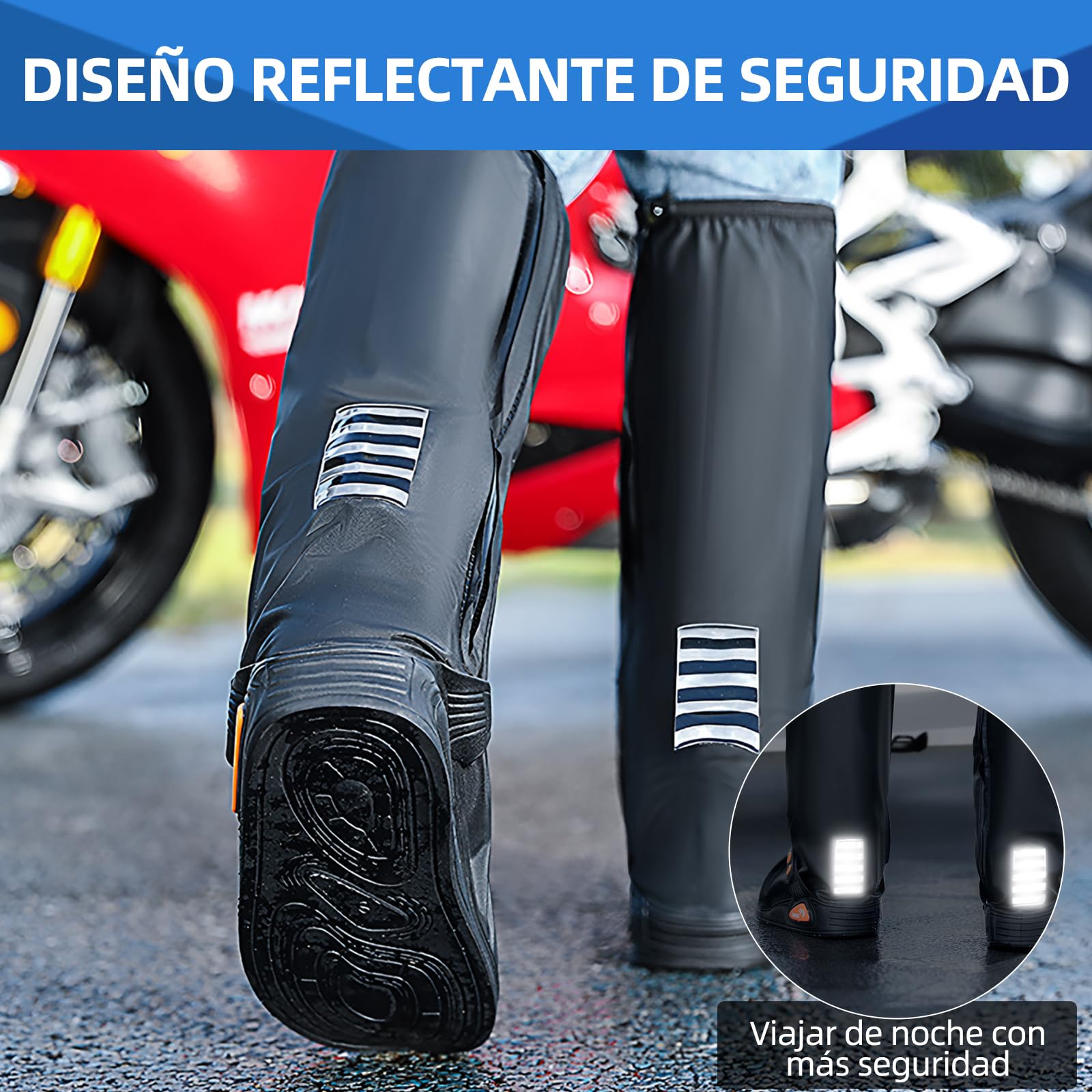 NUOWEI Cubiertas De Zapatos Impermeable, Reutilizable Protector De Zapatos con Tira Reflectante y Cremalleras, Protector De Zapatos Impermeable para Exteriores para Hombres y Mujeres