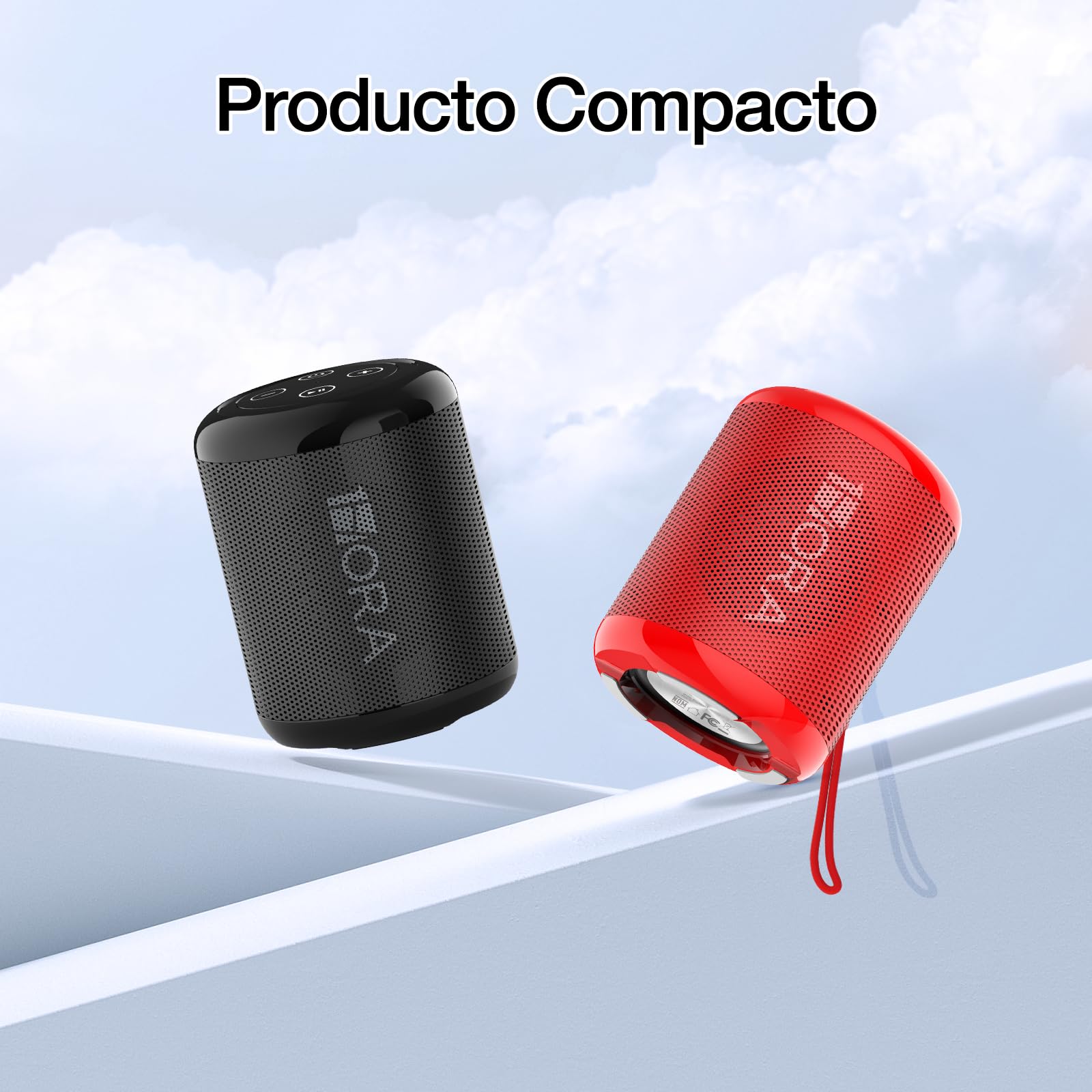 1 Hora Bocina Bluetooth Portatil 5W, Mini Altavoz Inalámbrico con Manos Libres/Micro USB/Radio FM/TF, Compatible con Phone, Tablet, Computadores, Ideal para Viajar, Campear, Negro