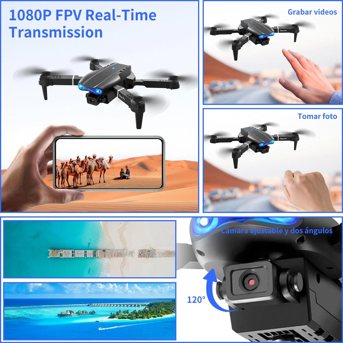 Mini Drone con Cámara, 4K Dual Hd Drone Control Remoto Posibilidad de Giro de 360°, Drones Antisísmicos Rastrear El Vuelo de 100 Metros, Dron con Camara para Adolescentes Principiantes Regalo