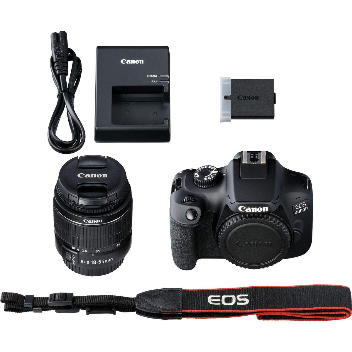 Canon EOS 4000D DSLR Cámara con lente 18-55mm f/3.5-5.6 III - Pixi Advanced Bundle (versión internacional) (Reacondicionado)