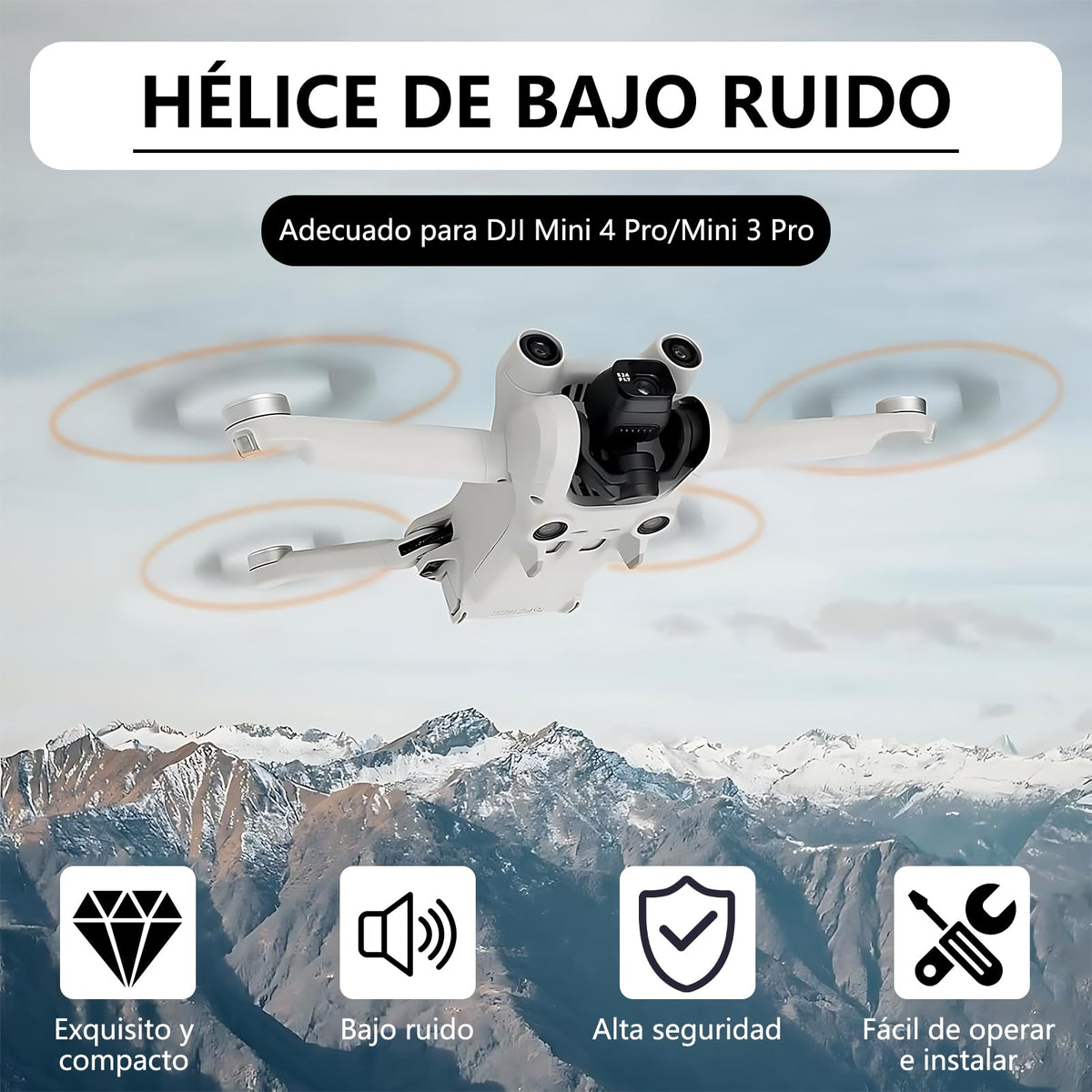 UYBNBVD 16 Hélices DJI Mini 3 Pro/Mini 4 Pro - Accesorios de Repuesto de Bajo Ruido y Liberación Rápida