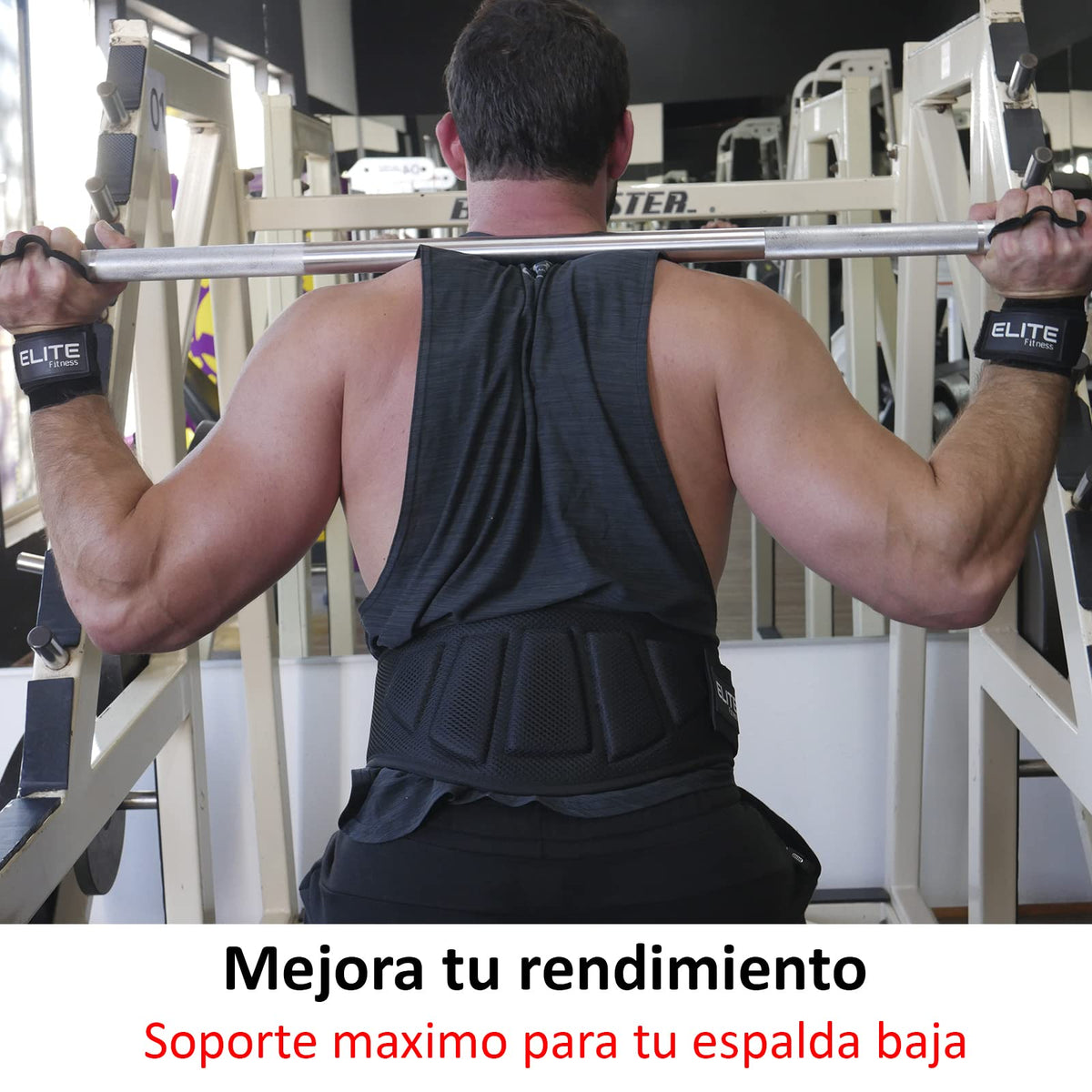 Cinturon para gimnasio, faja para soporte de espalda baja, ideal para levantamiento de pesas, 17cm de soporte, (Negro, Grande)
