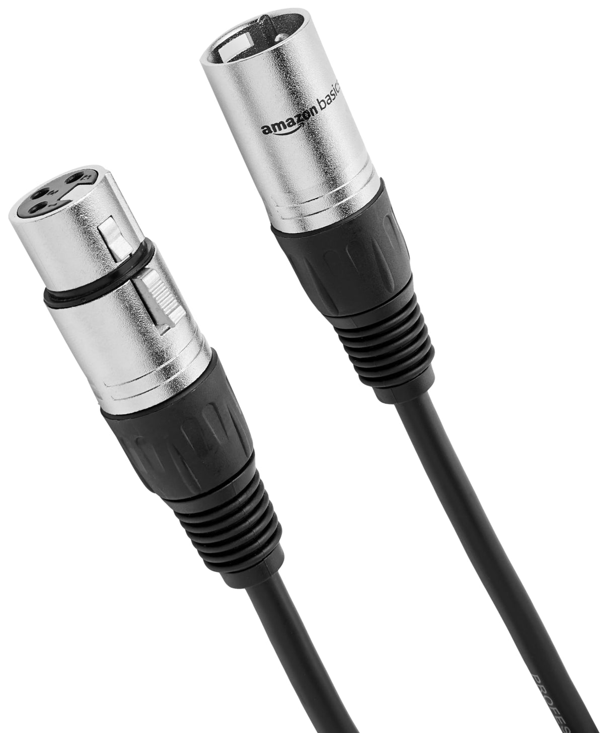 Amazon Basics - Cable de micrófono equilibrado XLR estándar macho a hembra, duradero y flexible, cancelación de ruido, 50 pies, negro