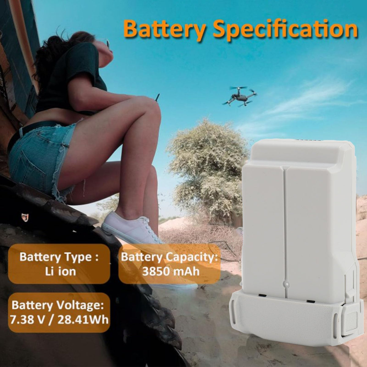 Batería de Dron de 3850 MAh para Mini 3, 3Pro, 4, 4Pro con 47 Minutos de Tiempo de Vuelo, Batería de Vuelo Inteligente Recargable, Diseño Amigable para Viajes para Mini 3 3Pro