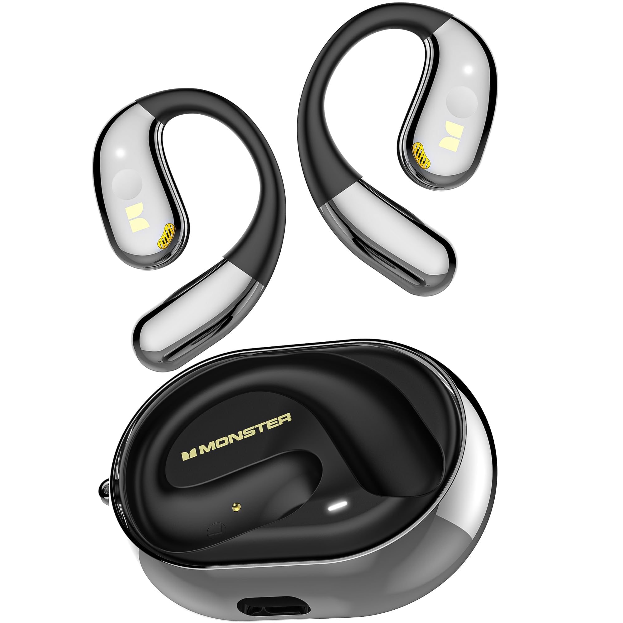 Monster Open Ear AC360 Audífonos, Auriculares Bluetooth Rotativos con Cordón, Bluetooth 6.0 Mejorado, Ultra Cómodos, Llamada Clara, Control Táctil, 24h de Reproducción, Resistente al Agua IPX5, Negro