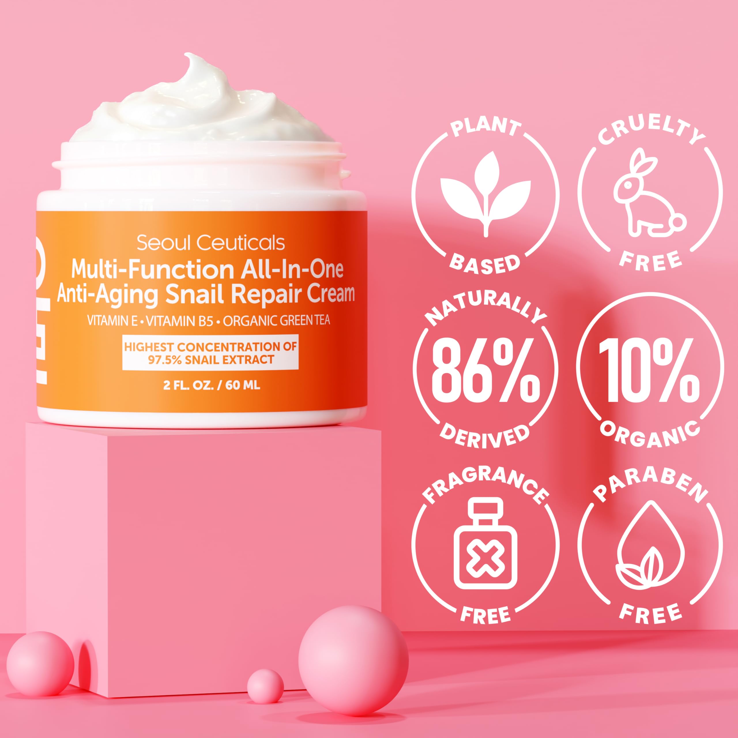 SeoulCeuticals Crema Multiusos con Extracto de Caracol, Vitamina E y Té Verde, 2oz